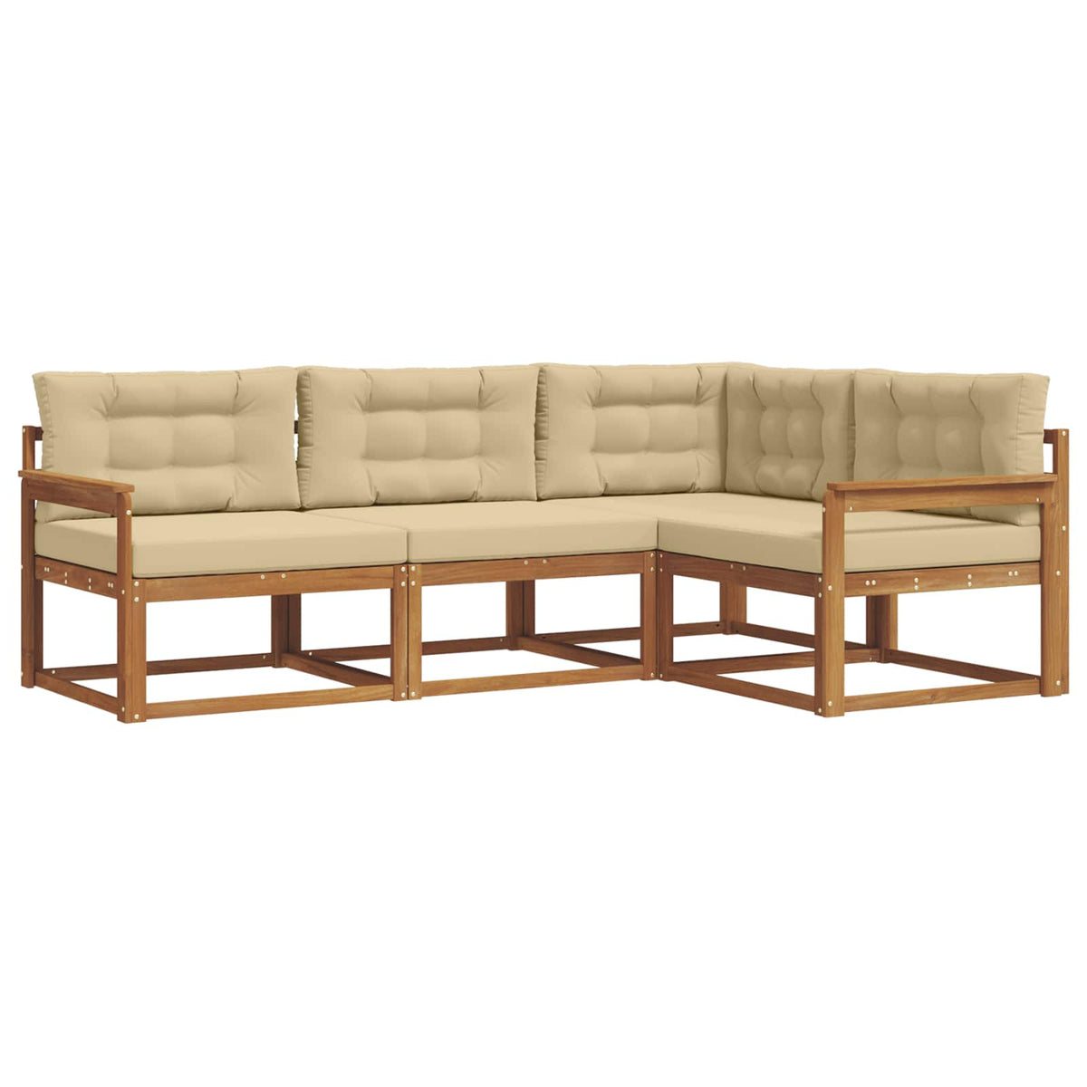 Outdoor-Sofagarnitur 4 stk. Natur und Beige