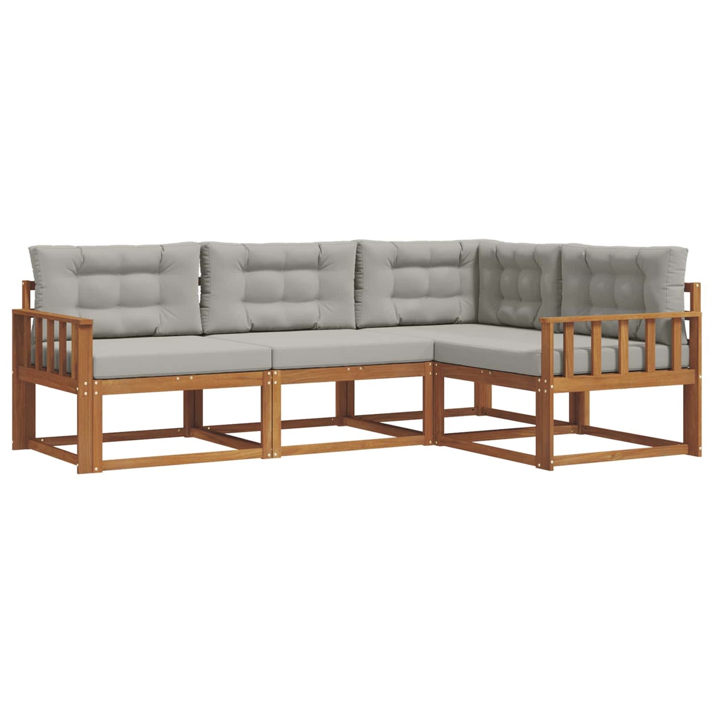 Outdoor-Sofagarnitur mit Kissen 4 pcs Natürlich und Hellgrau
