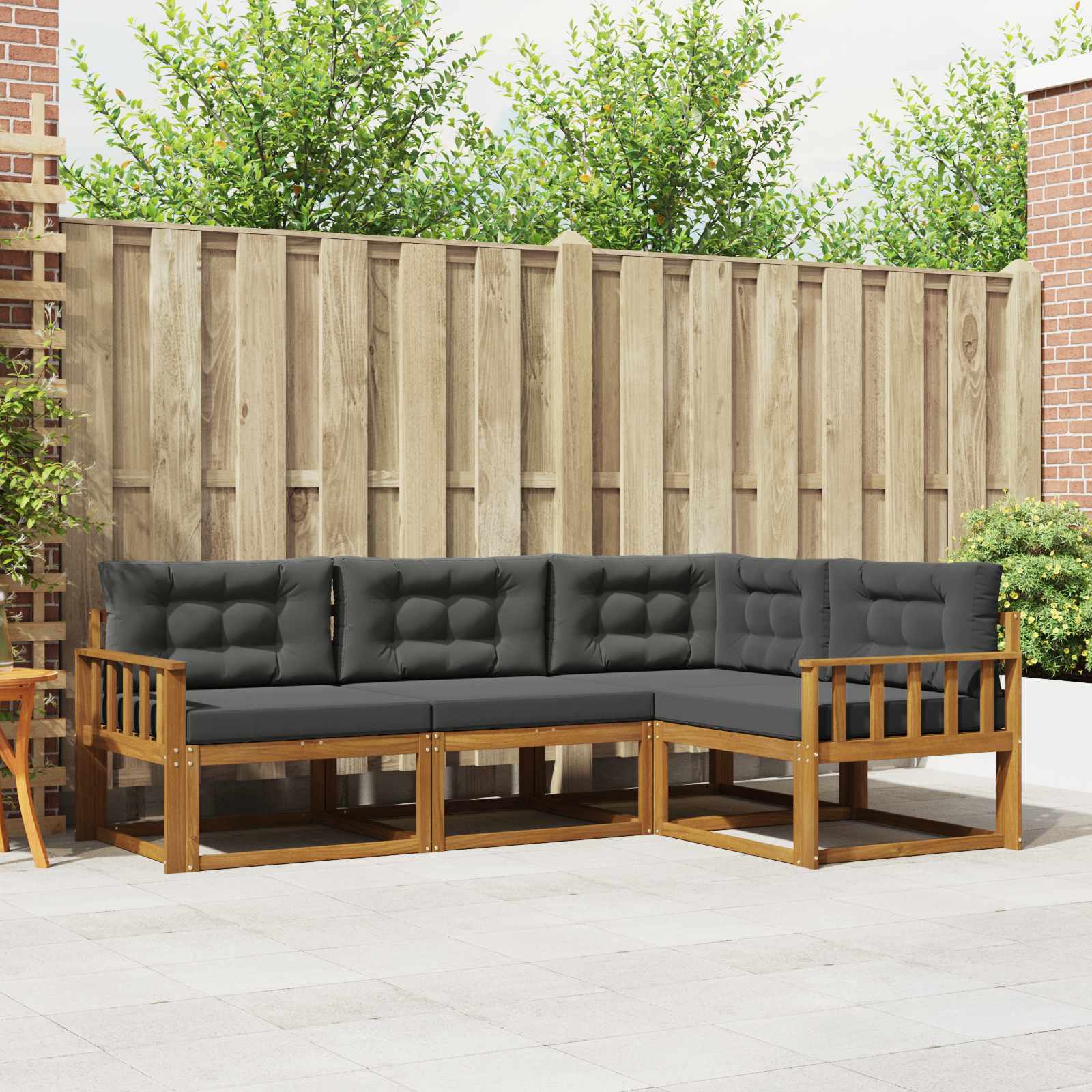 Outdoor-Sofagarnitur 4 stk. Natur und Anthrazit