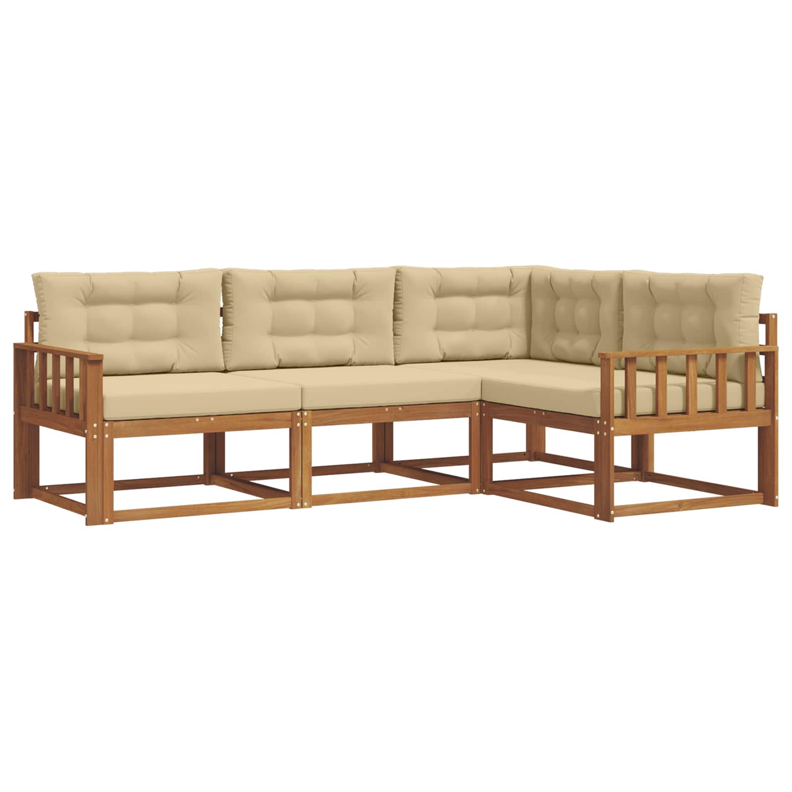 Outdoor-Sofagarnitur 4 stk. Natur und Beige