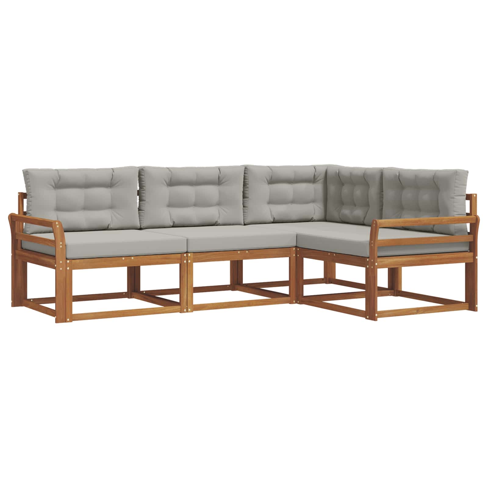 Outdoor-Sofagarnitur mit Kissen 4 pcs Natürlich und Hellgrau