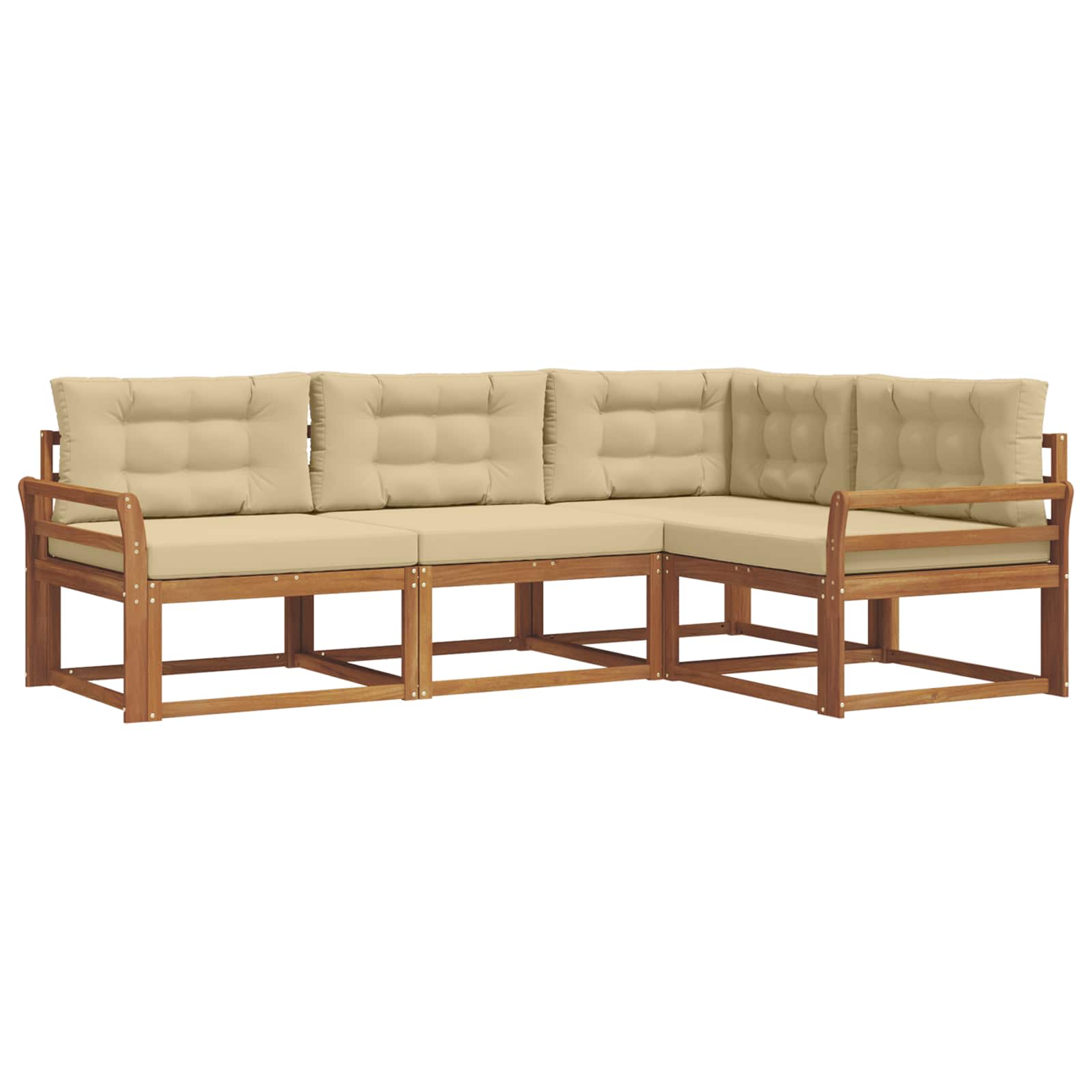 Outdoor-Sofagarnitur 4 stk. Natur und Beige