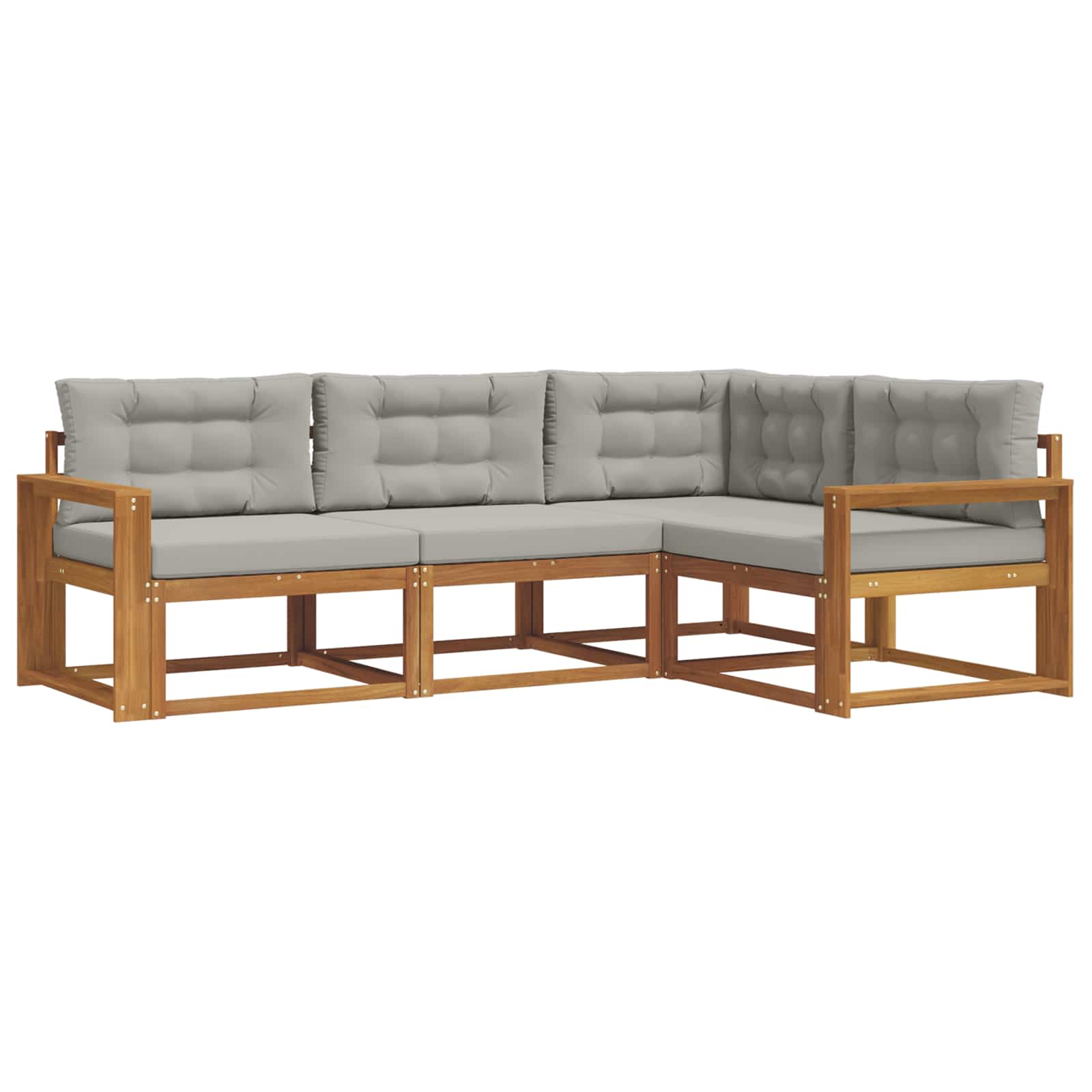 Outdoor-Sofagarnitur mit Kissen 4 pcs Natürlich und Hellgrau