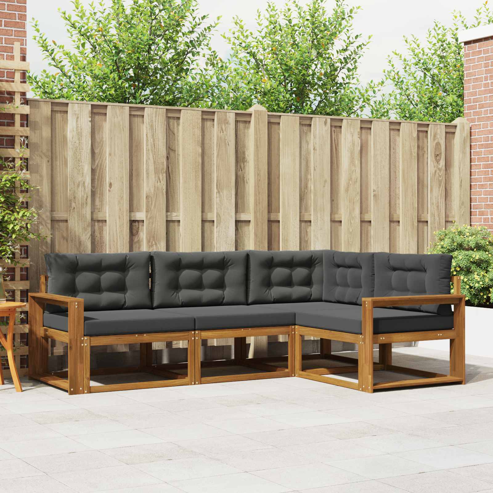 Outdoor-Sofagarnitur 4 stk. Natur und Anthrazit