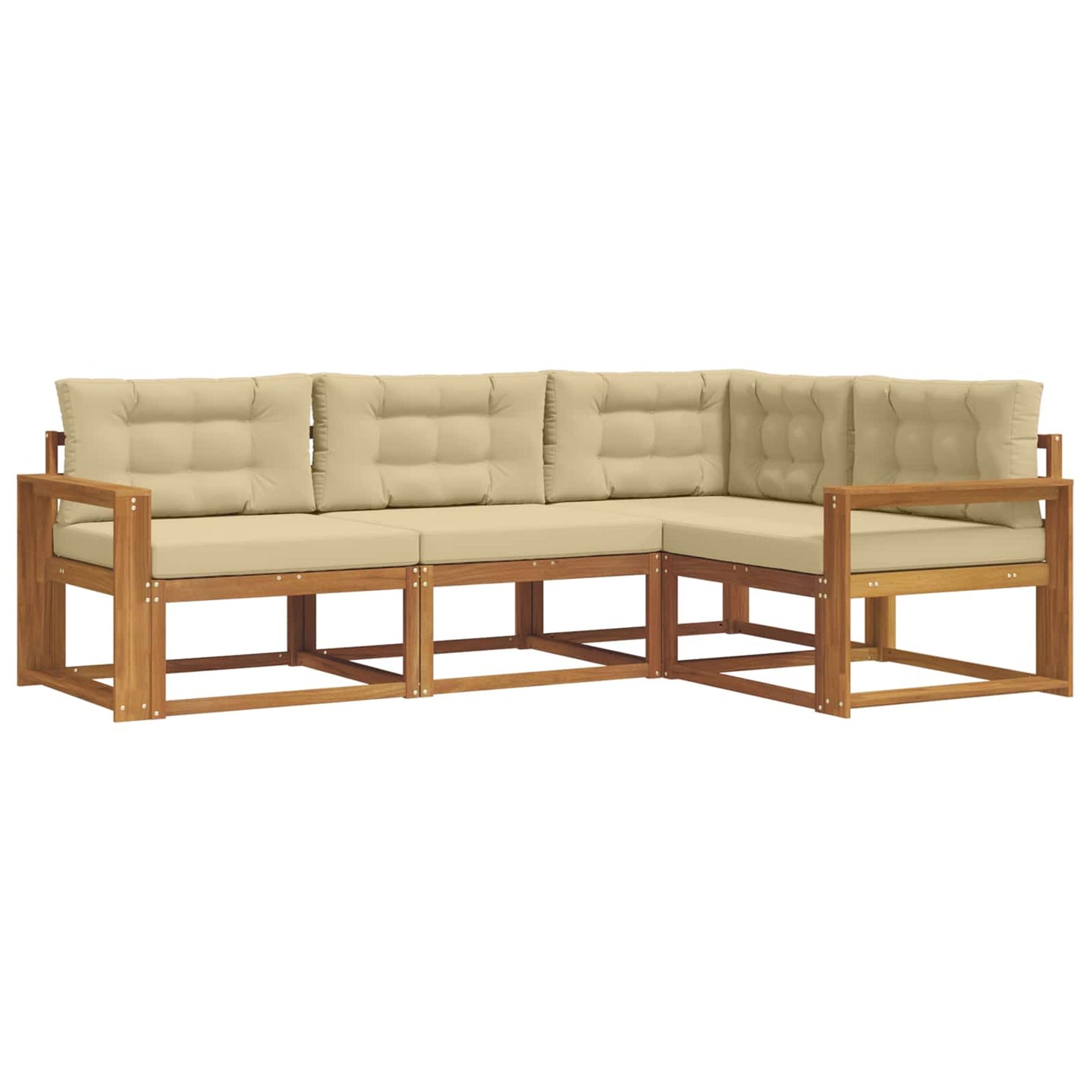 Outdoor-Sofagarnitur 4 stk. Natur und Beige