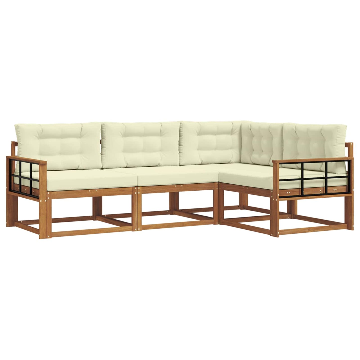 Outdoor-Sofagarnitur mit Kissen 4 pcs Natur und Creme