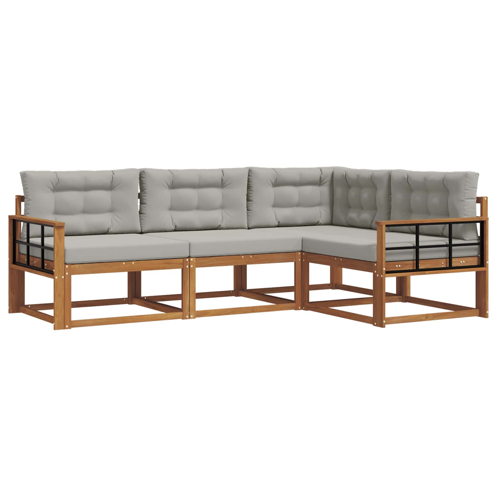Outdoor-Sofagarnitur mit Kissen 4 pcs Natürlich und Hellgrau