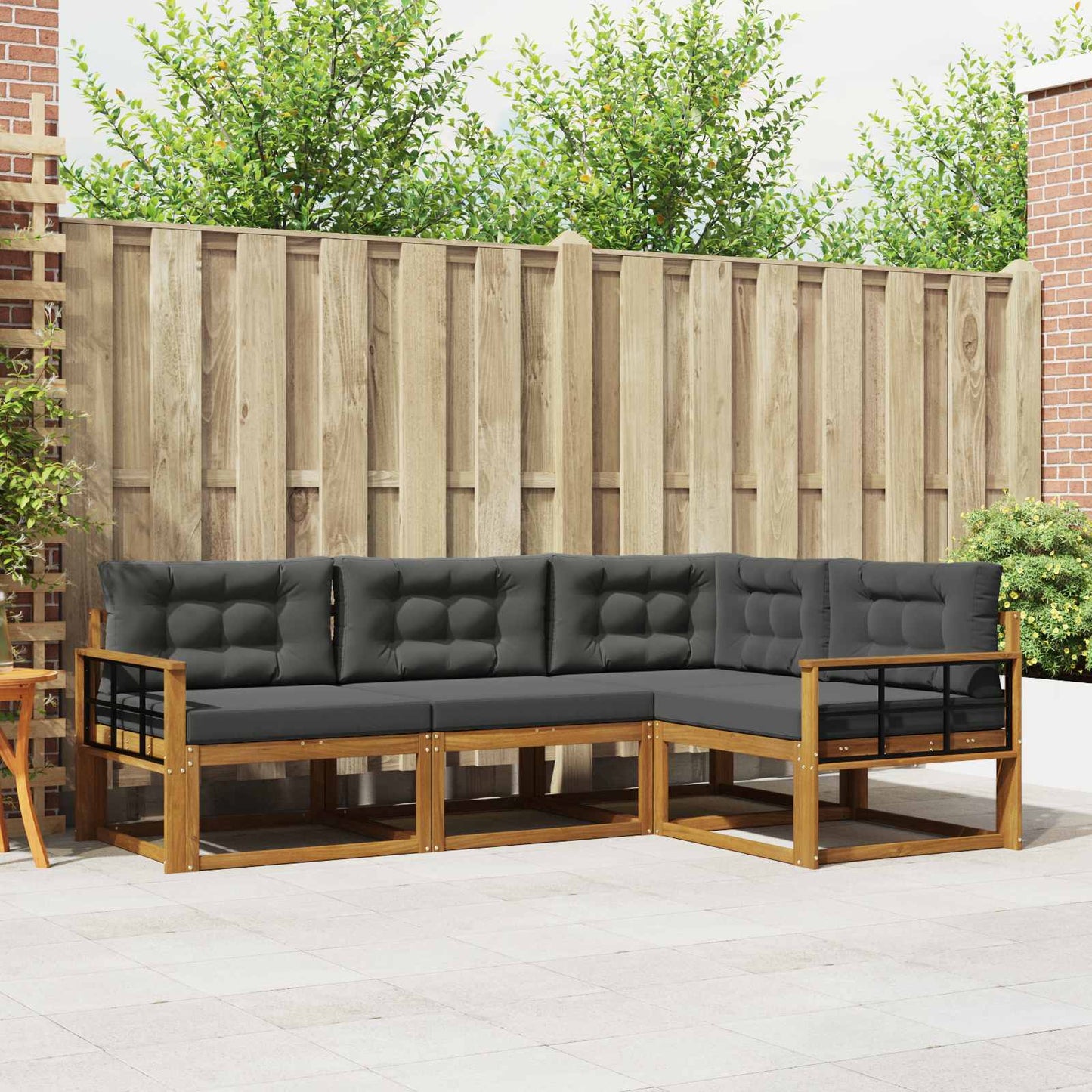 Outdoor-Sofagarnitur 4 stk. Natur und Anthrazit