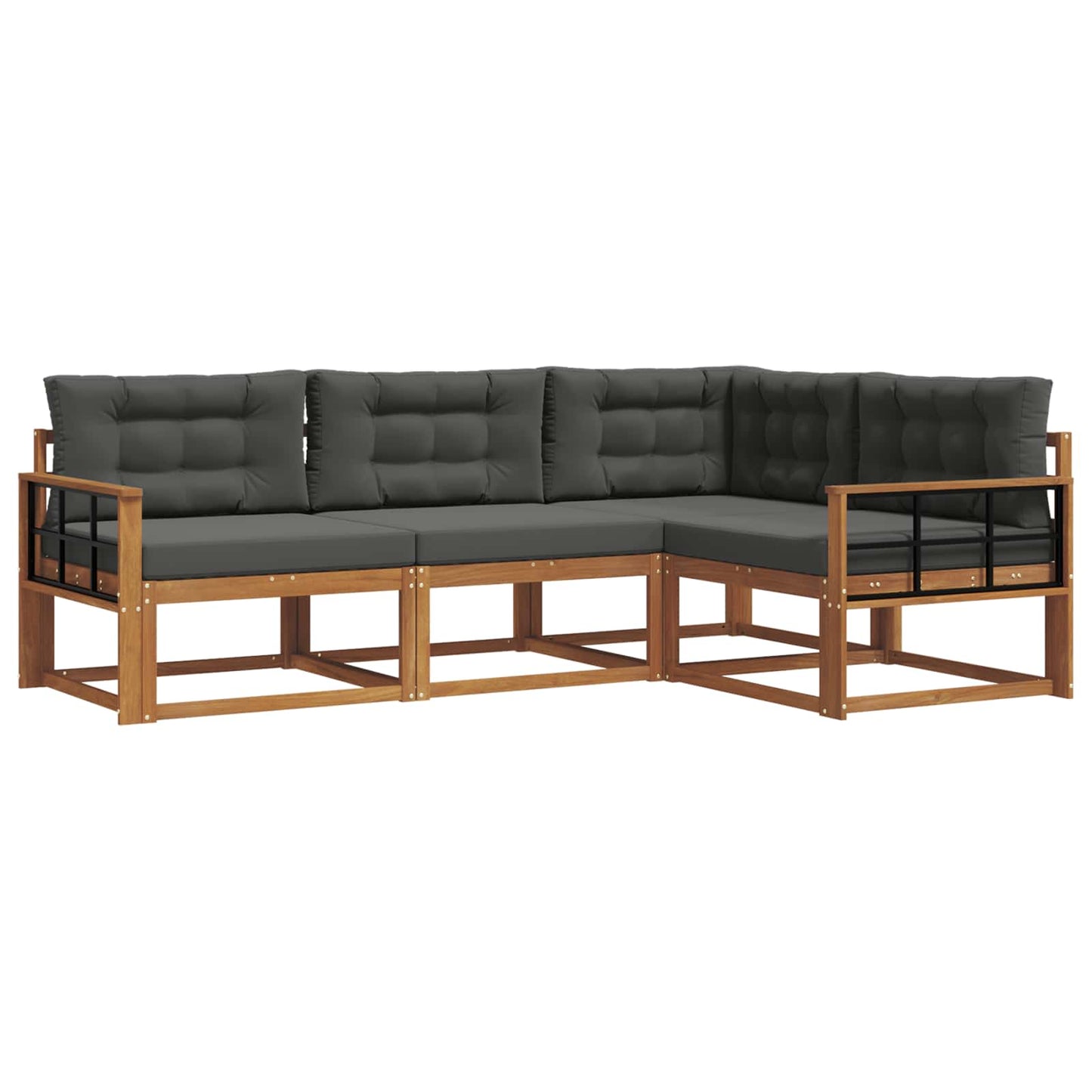 Outdoor-Sofagarnitur 4 stk. Natur und Anthrazit