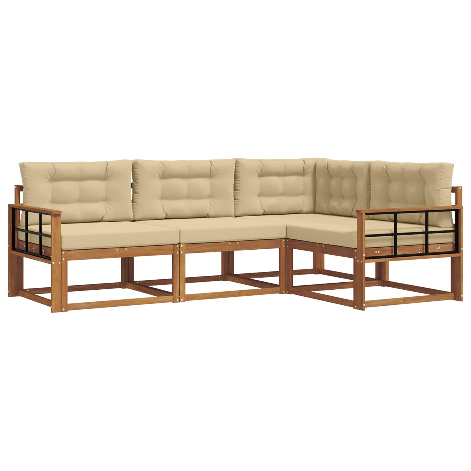 Outdoor-Sofagarnitur 4 stk. Natur und Beige