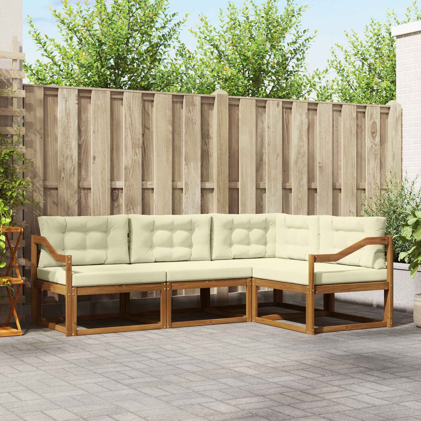 Outdoor-Sofagarnitur 4 stk. Natur und Creme