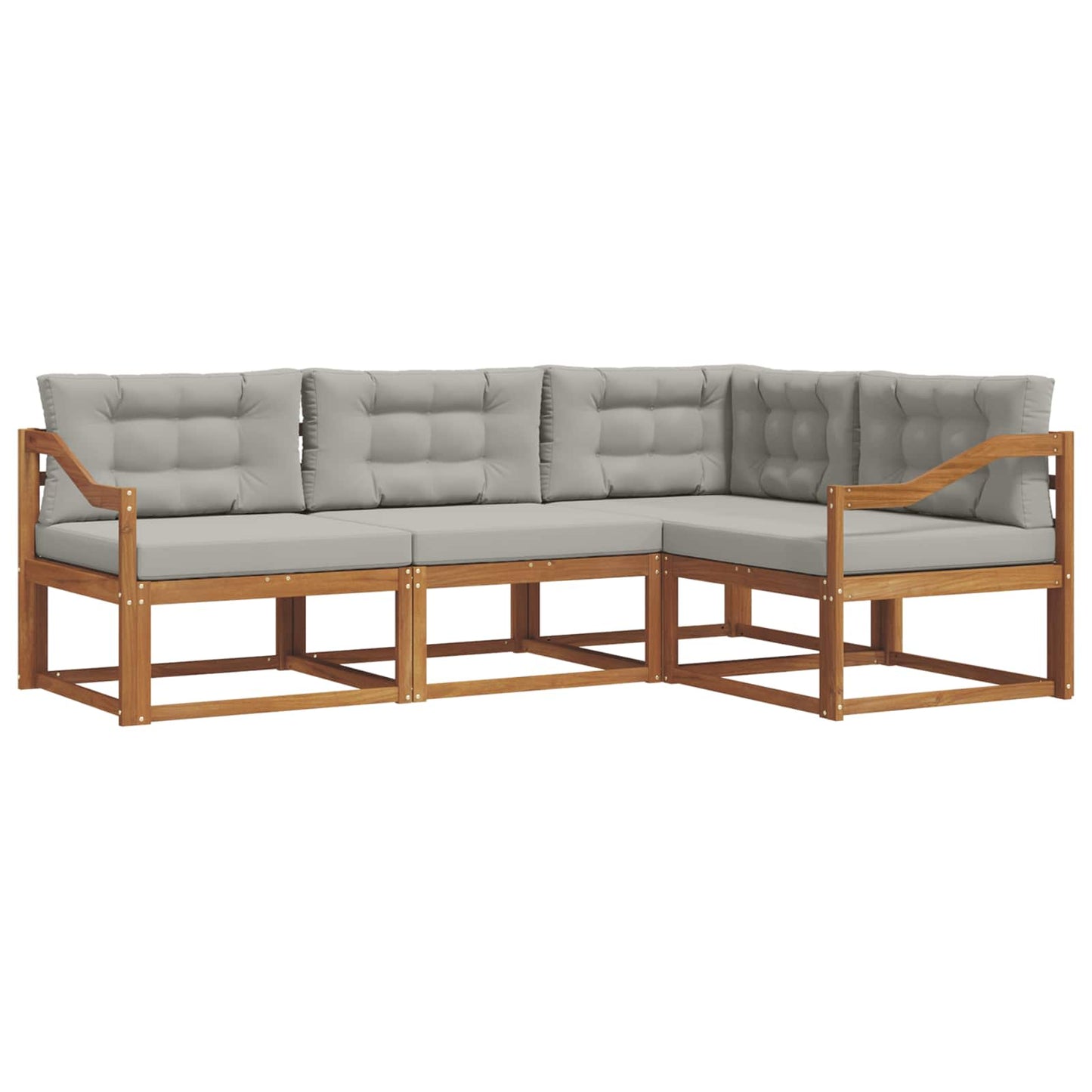 Outdoor-Sofagarnitur mit Kissen 4 pcs Natürlich und Hellgrau