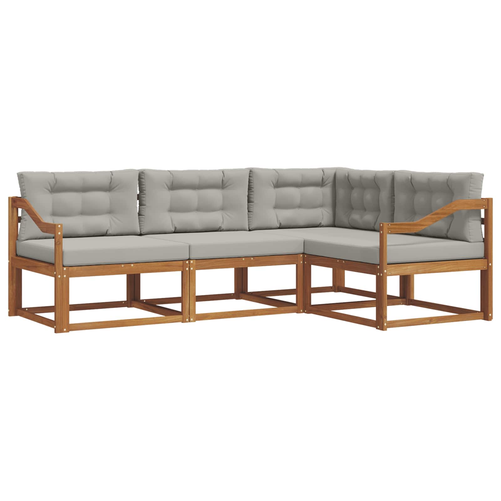 Outdoor-Sofagarnitur mit Kissen 4 pcs Natürlich und Hellgrau