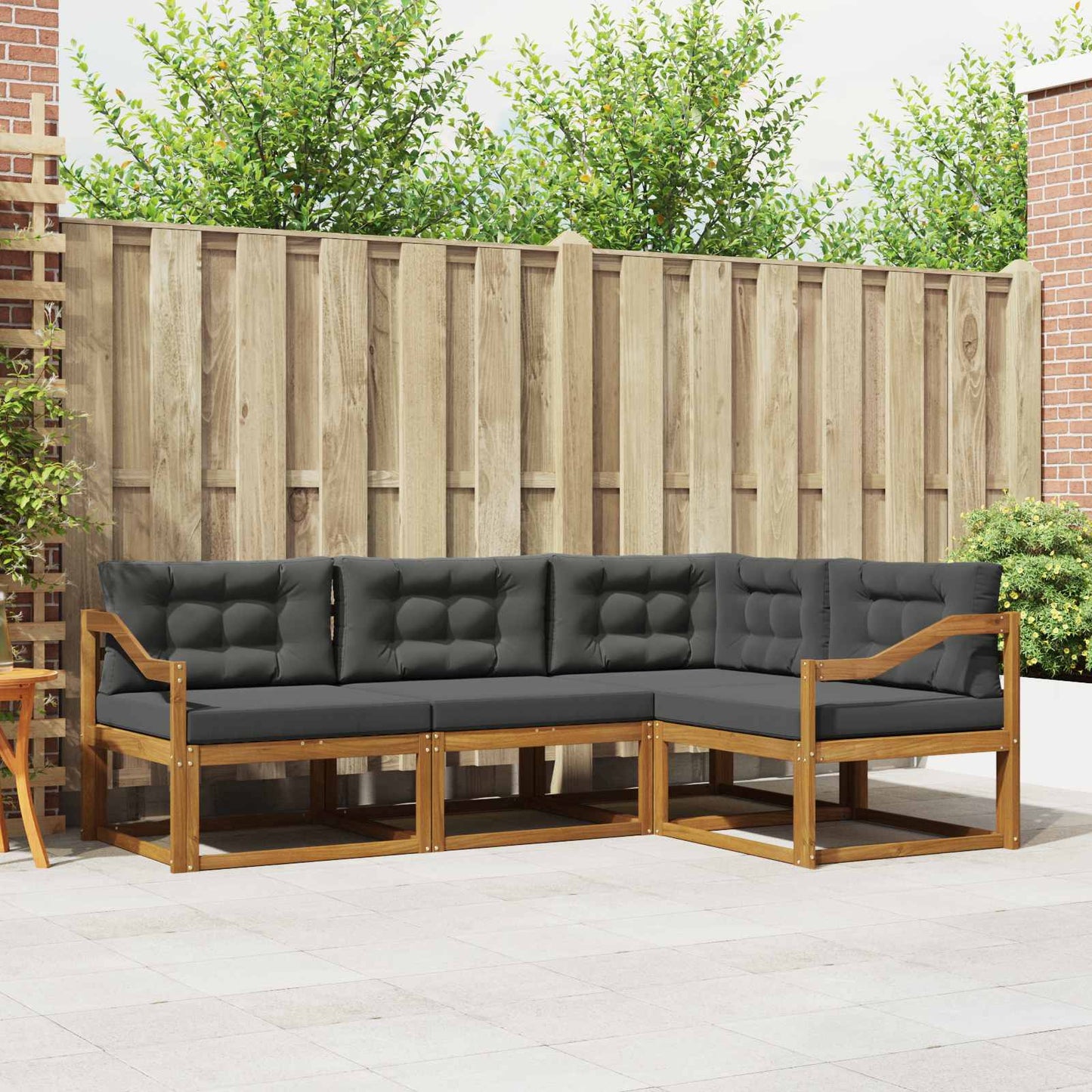Outdoor-Sofagarnitur 4 stk. Natur und Anthrazit