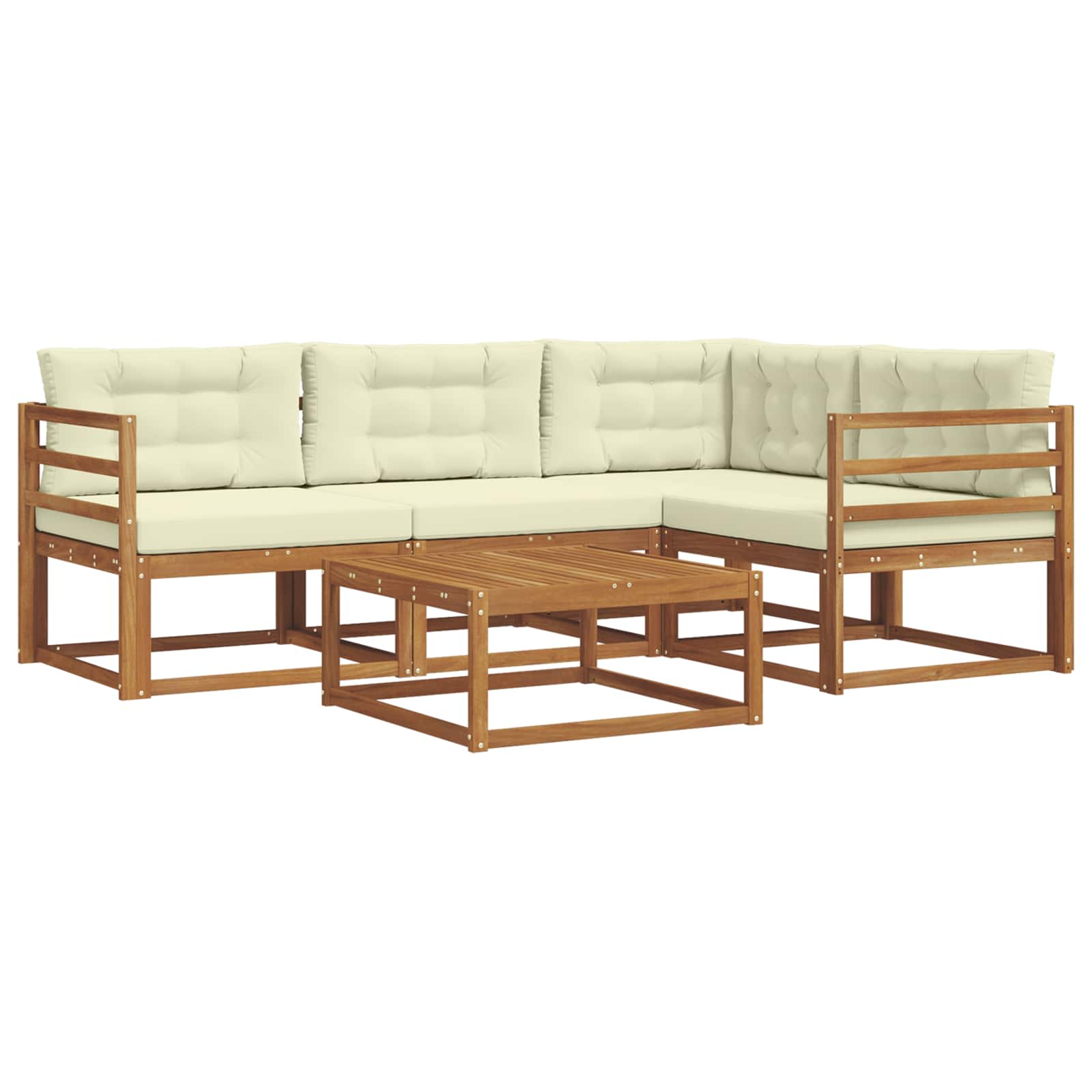 Outdoor-Sofagarnitur mit Kissen 5 pcs Natur und Creme