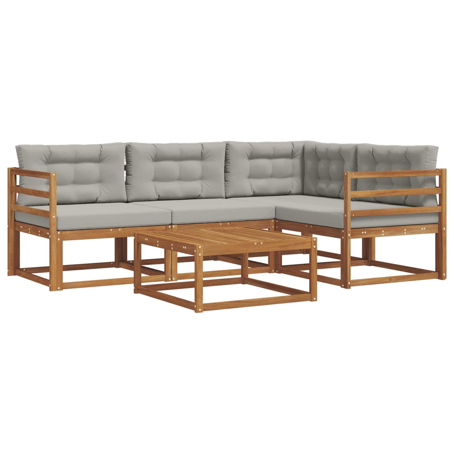 Outdoor-Sofagarnitur mit Kissen 5 pcs Natürlich und Hellgrau