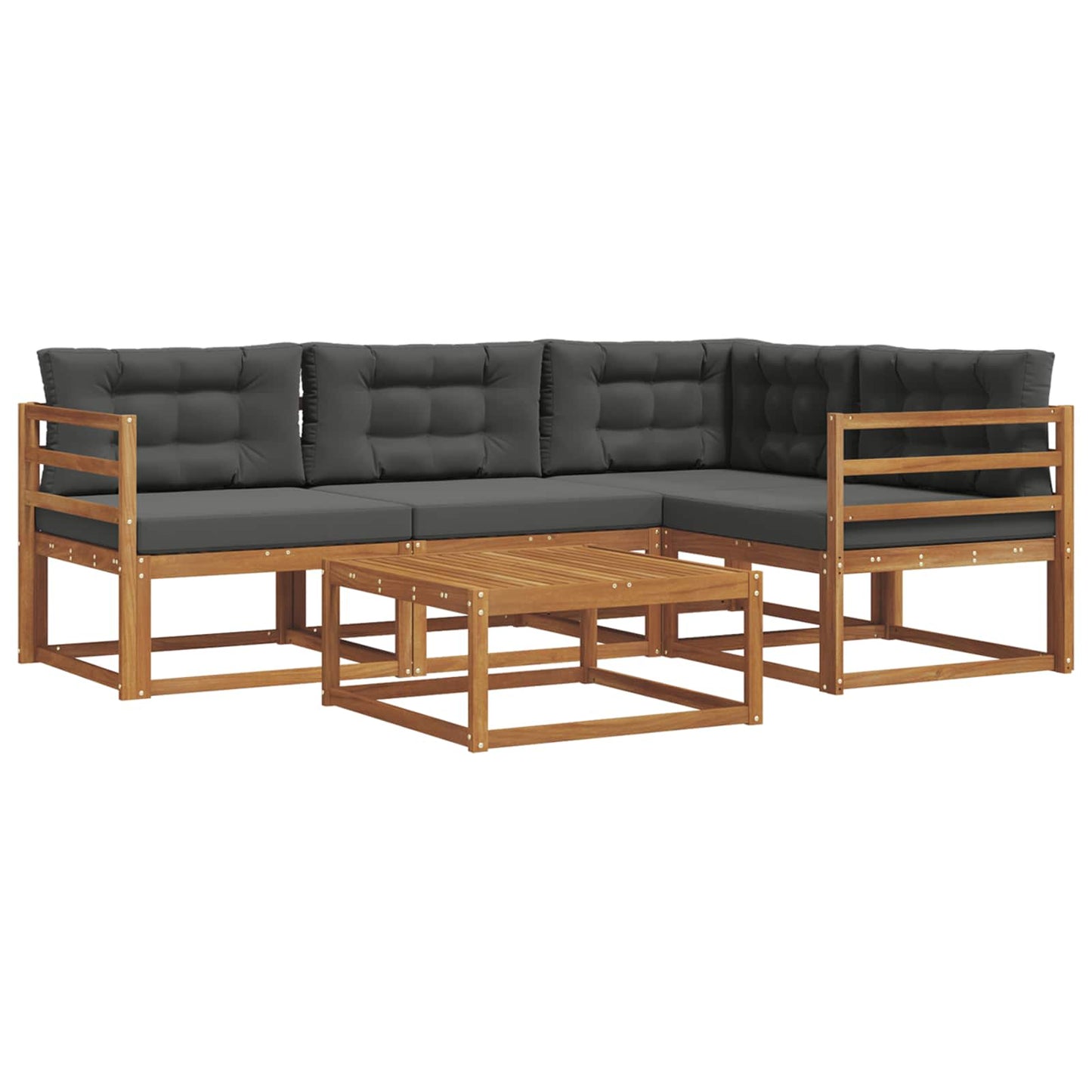 Outdoor-Sofagarnitur mit Kissen 5 pcs Natur und Anthrazit