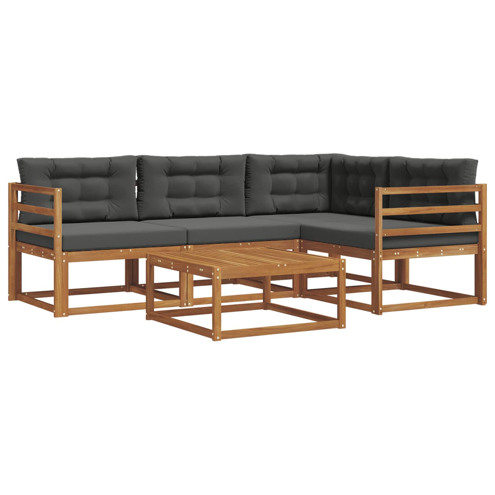 Outdoor-Sofagarnitur mit Kissen 5 pcs Natur und Anthrazit