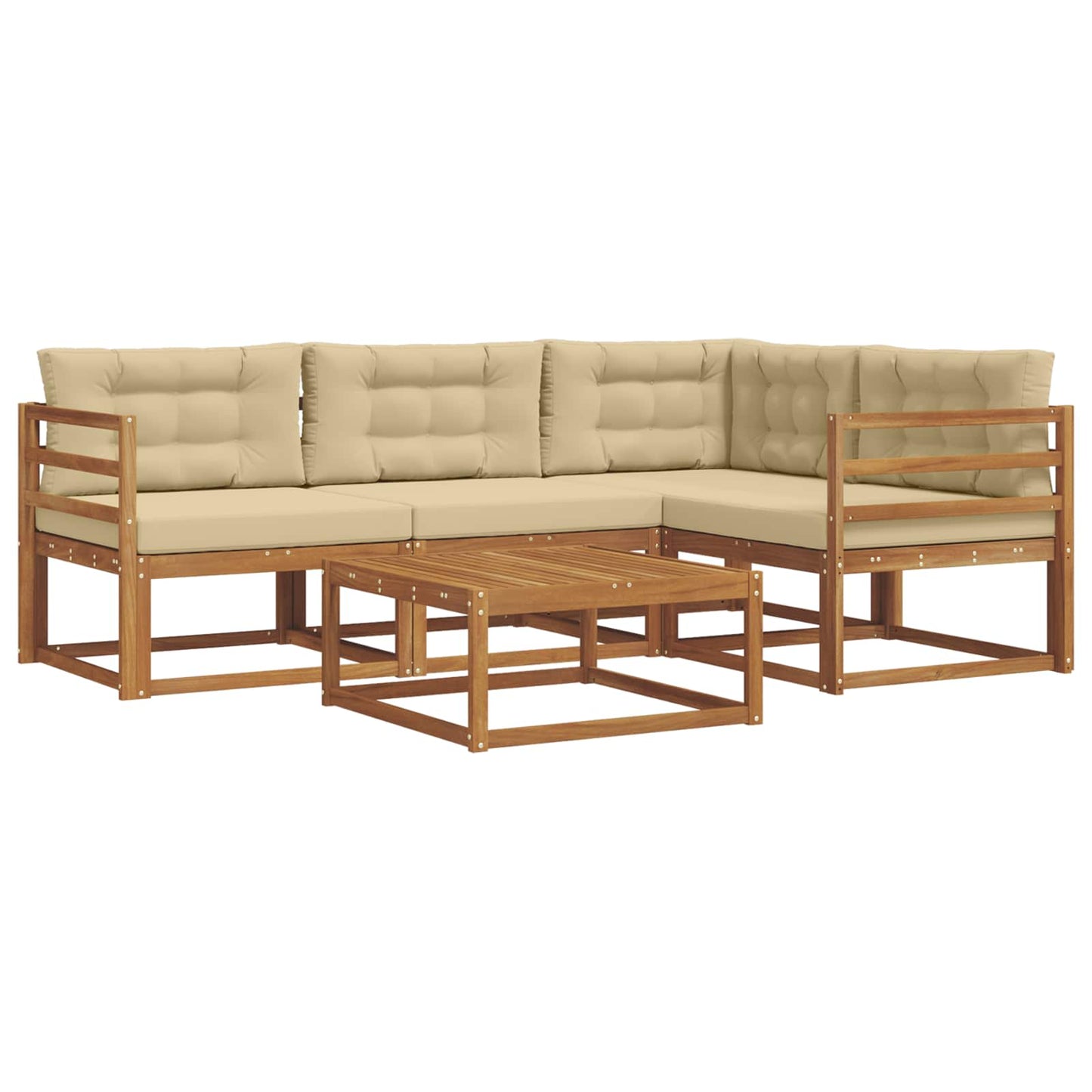 Outdoor-Sofagarnitur mit Kissen 5 pcs Natur und Beige
