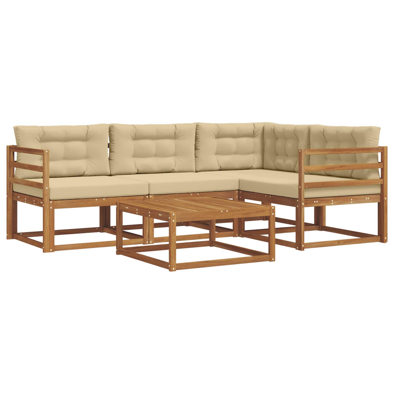 Outdoor-Sofagarnitur mit Kissen 5 pcs Natur und Beige