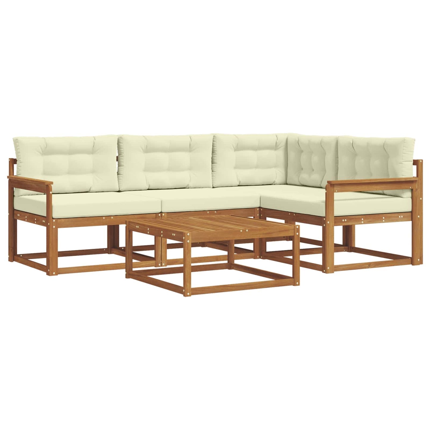 Outdoor-Sofagarnitur mit Kissen 5 pcs Natur und Creme