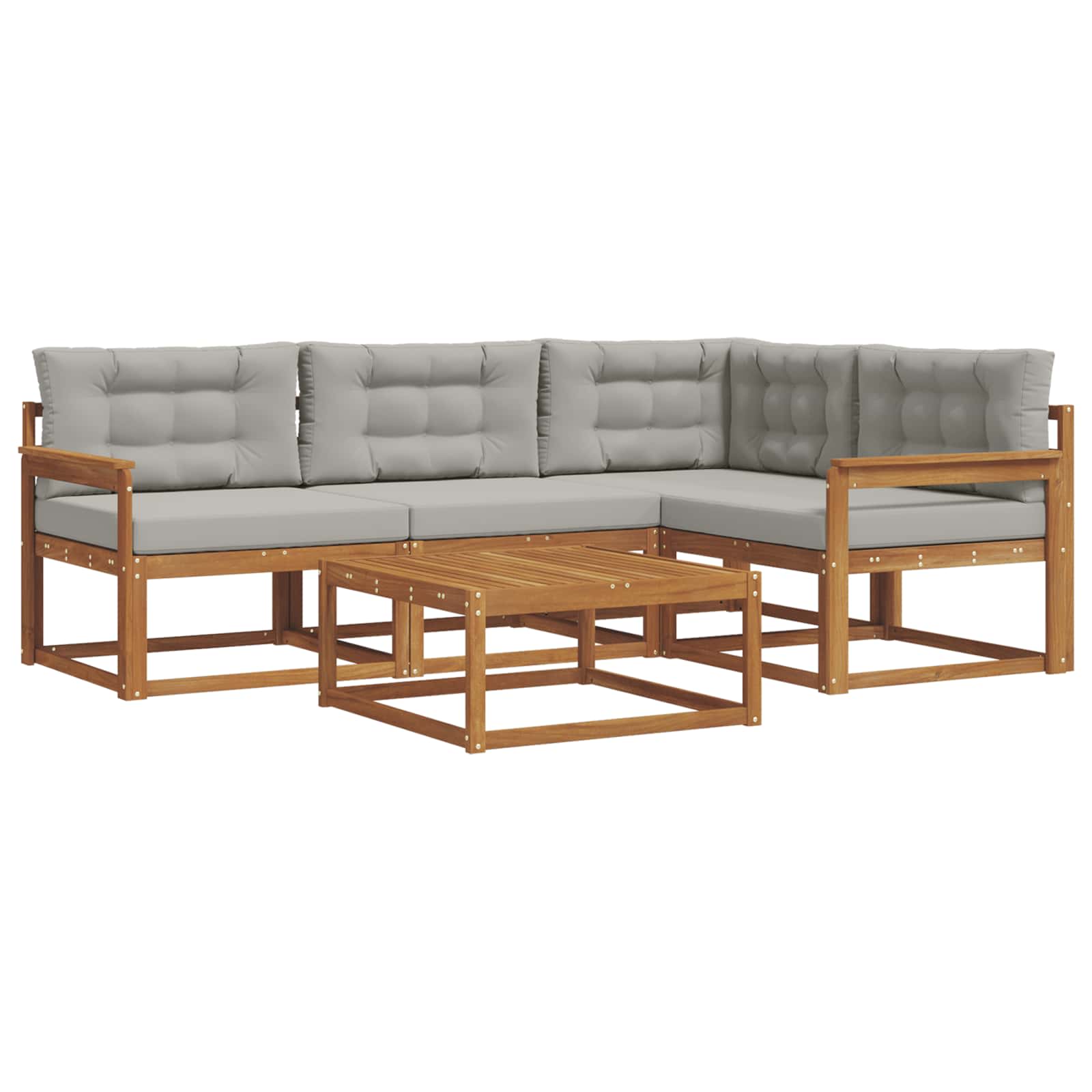 Outdoor-Sofagarnitur mit Kissen 5 pcs Natürlich und Hellgrau