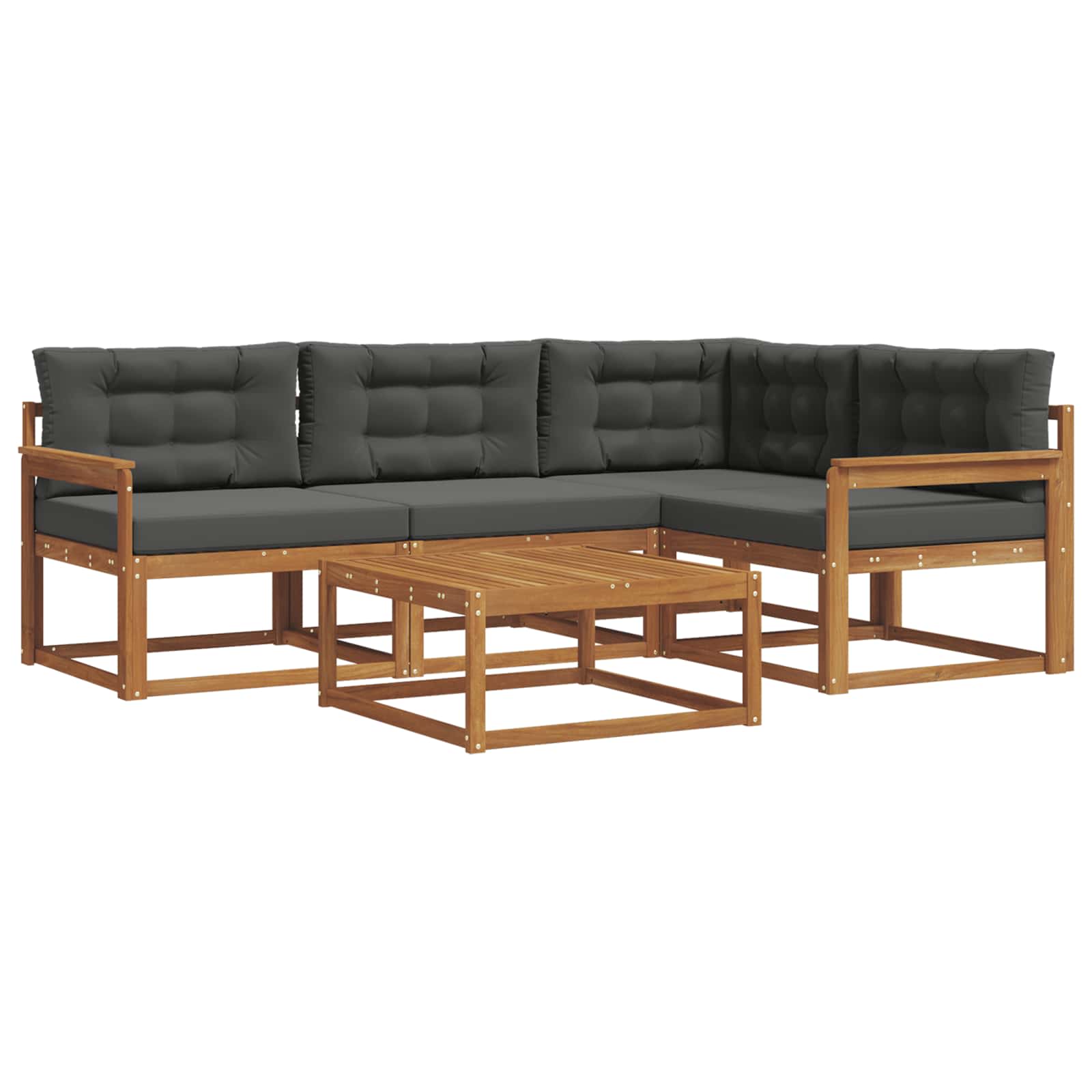 Outdoor-Sofagarnitur mit Kissen 5 pcs Natur und Anthrazit