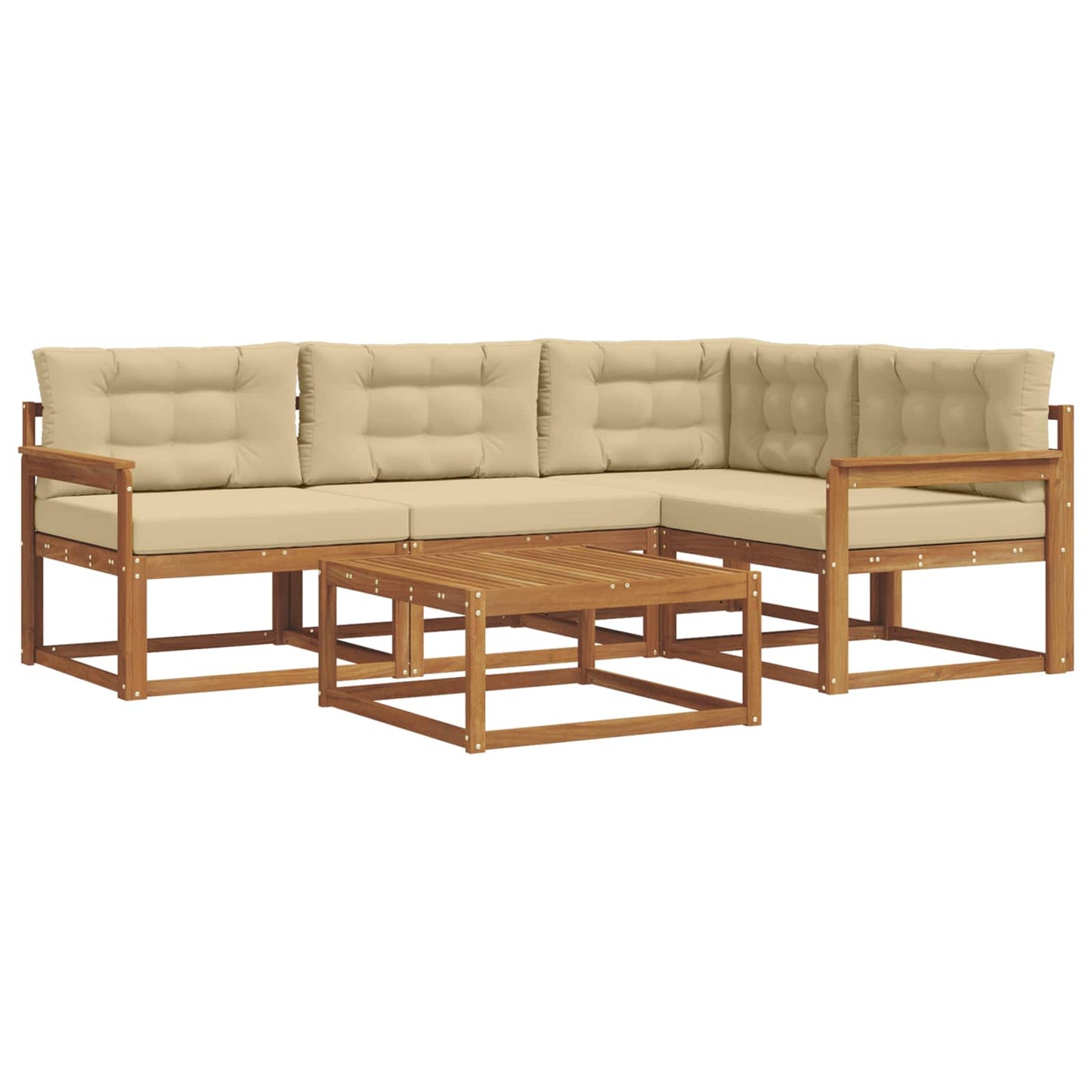 Outdoor-Sofagarnitur mit Kissen 5 pcs Natur und Beige