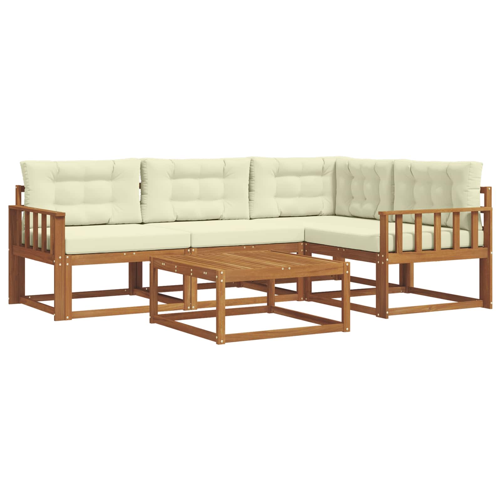 Outdoor-Sofagarnitur mit Kissen 5 pcs Natur und Creme