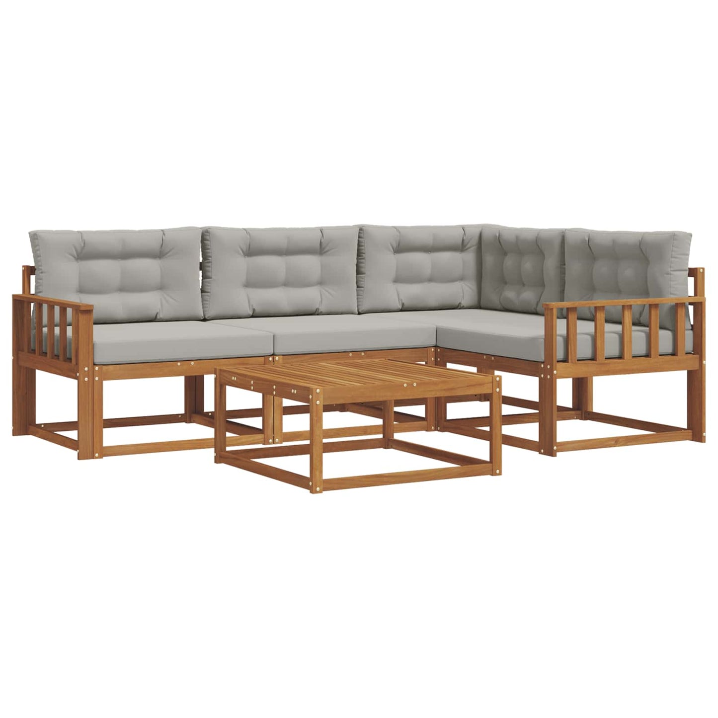 Outdoor-Sofagarnitur mit Kissen 5 pcs Natürlich und Hellgrau