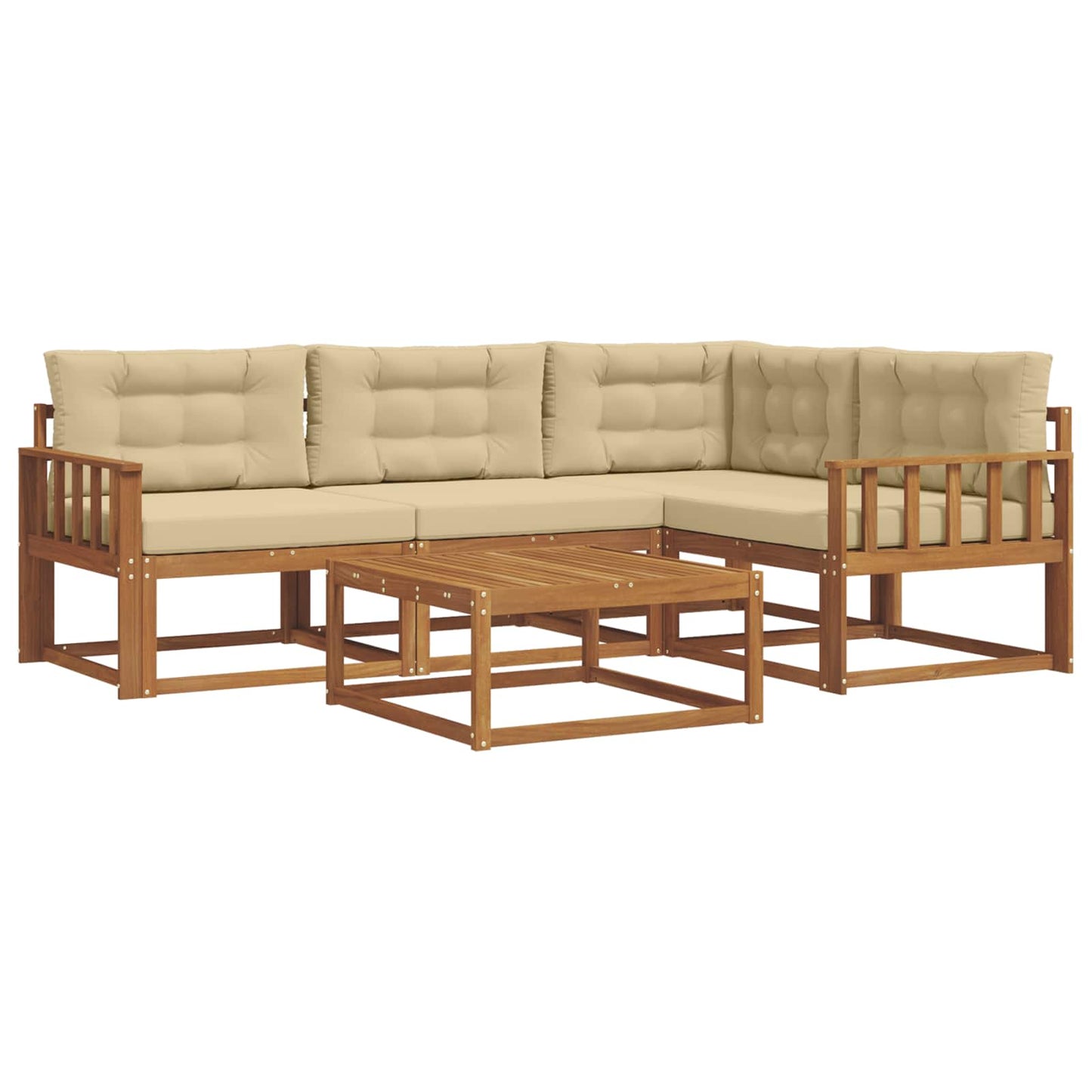 Outdoor-Sofagarnitur mit Kissen 5 pcs Natur und Beige