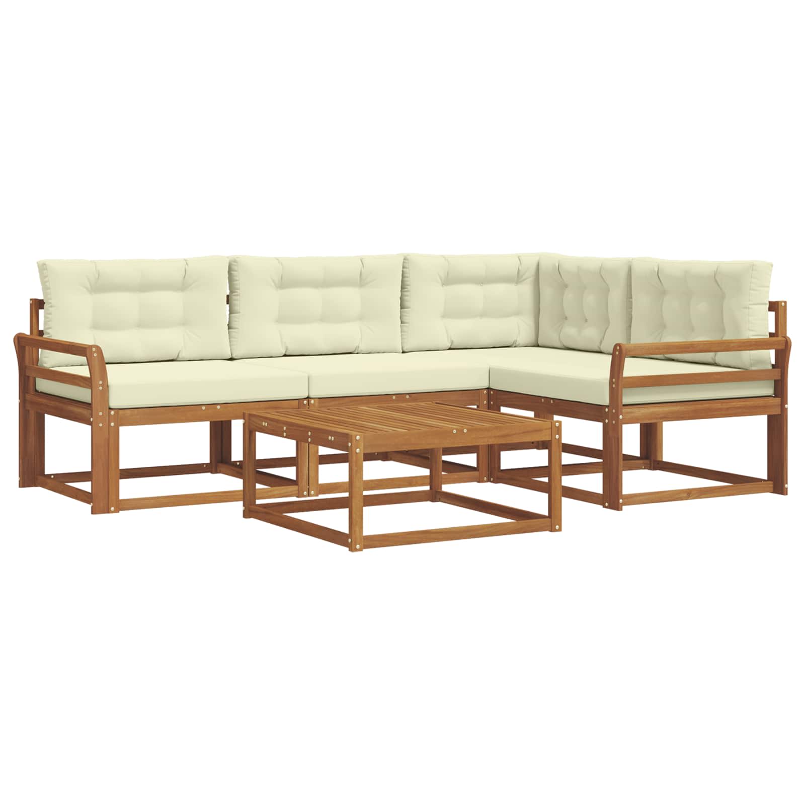 Outdoor-Sofagarnitur mit Kissen 5 pcs Natur und Creme