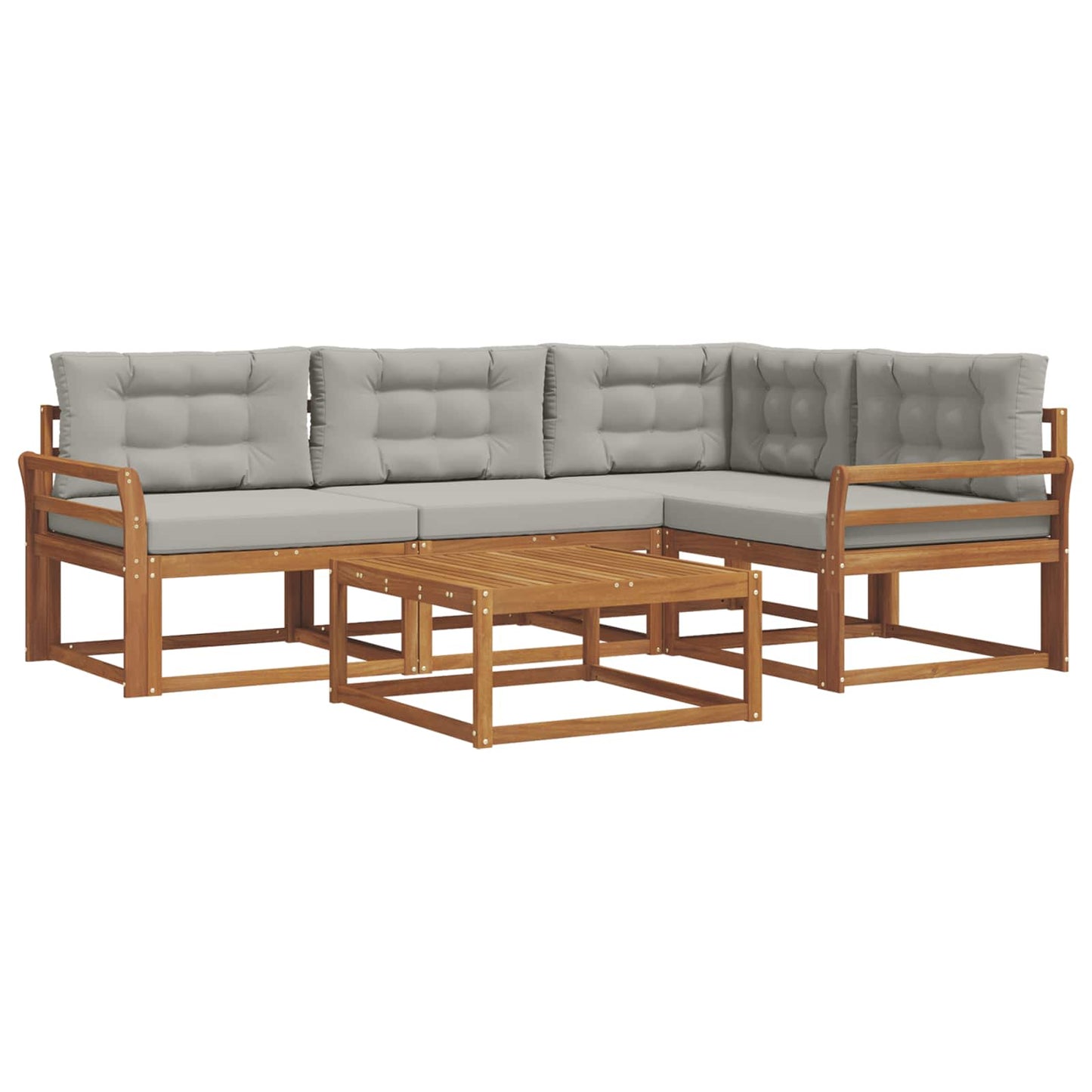 Outdoor-Sofagarnitur mit Kissen 5 pcs Natürlich und Hellgrau