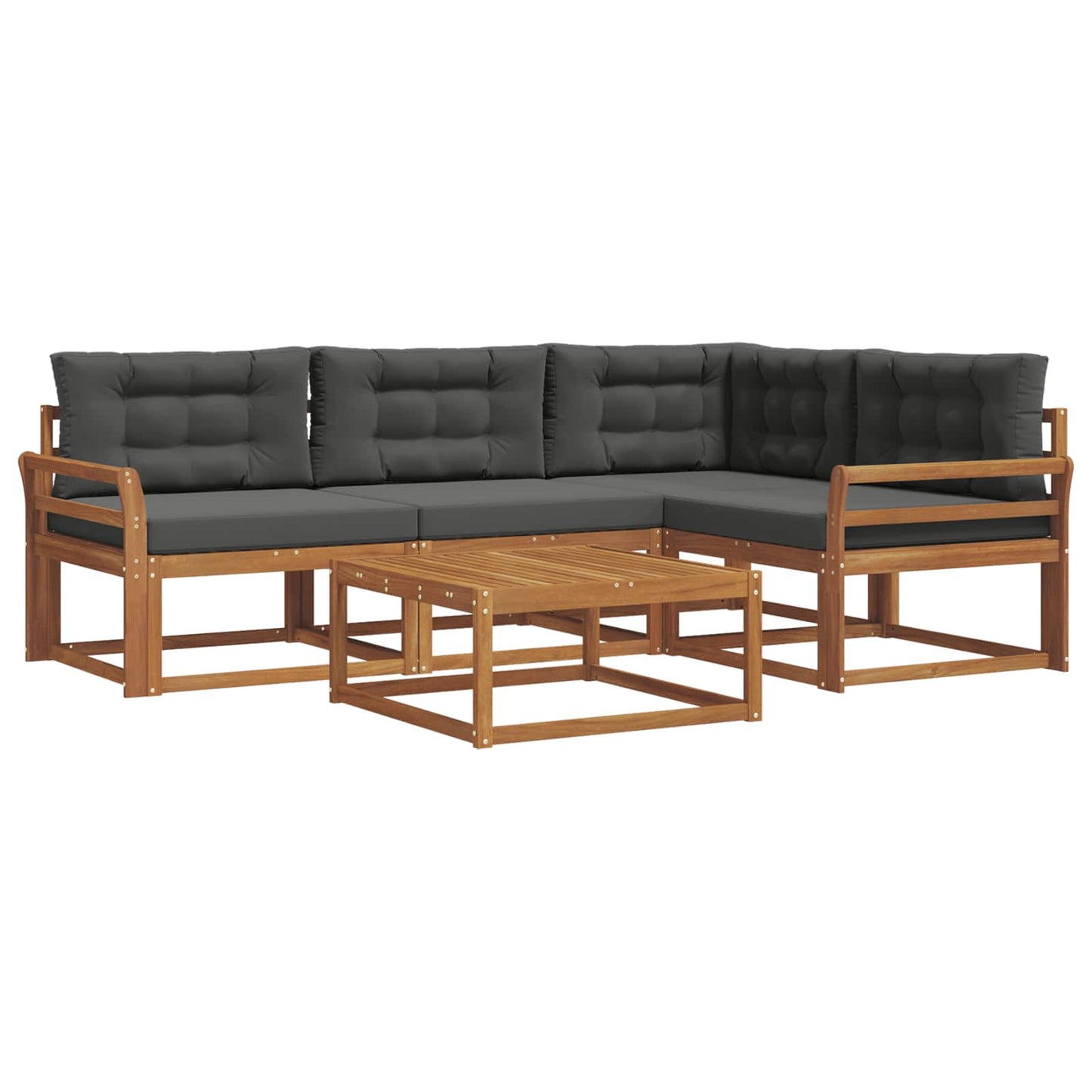 Outdoor-Sofagarnitur mit Kissen 5 pcs Natur und Anthrazit