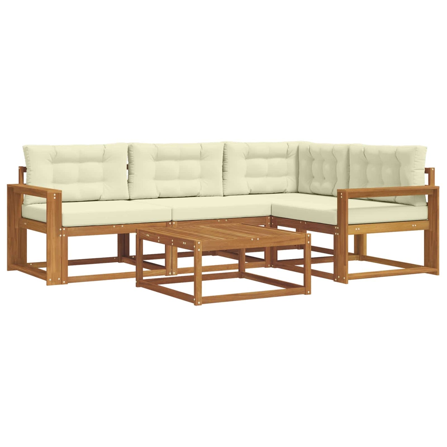 Outdoor-Sofagarnitur mit Kissen 5 pcs Natur und Creme