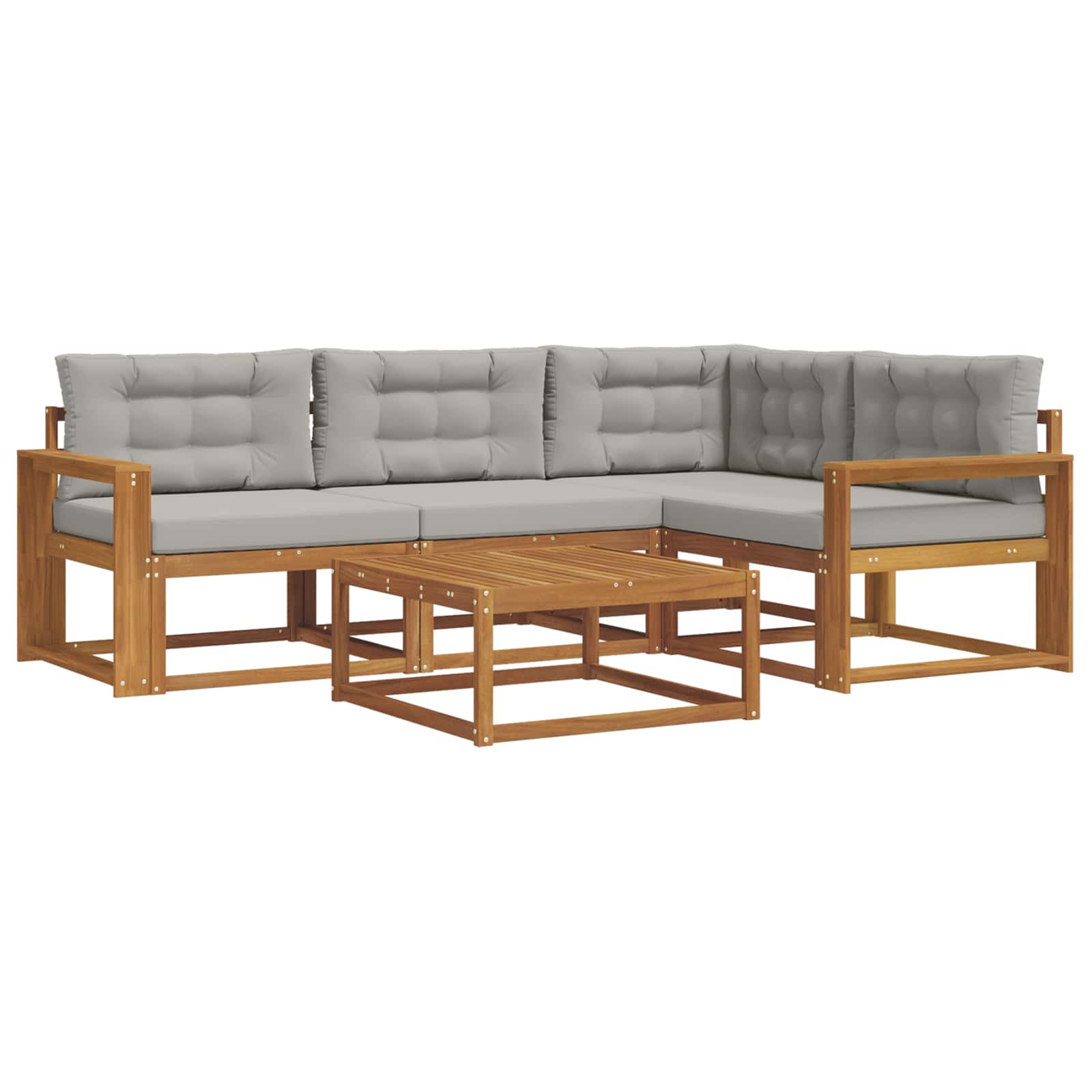 Outdoor-Sofagarnitur mit Kissen 5 pcs Natürlich und Hellgrau