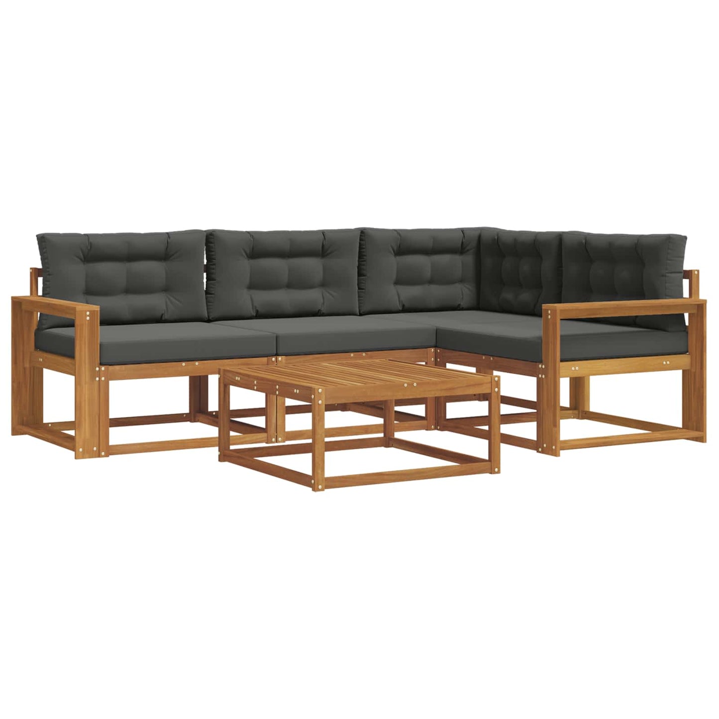 Outdoor-Sofagarnitur mit Kissen 5 pcs Natur und Anthrazit