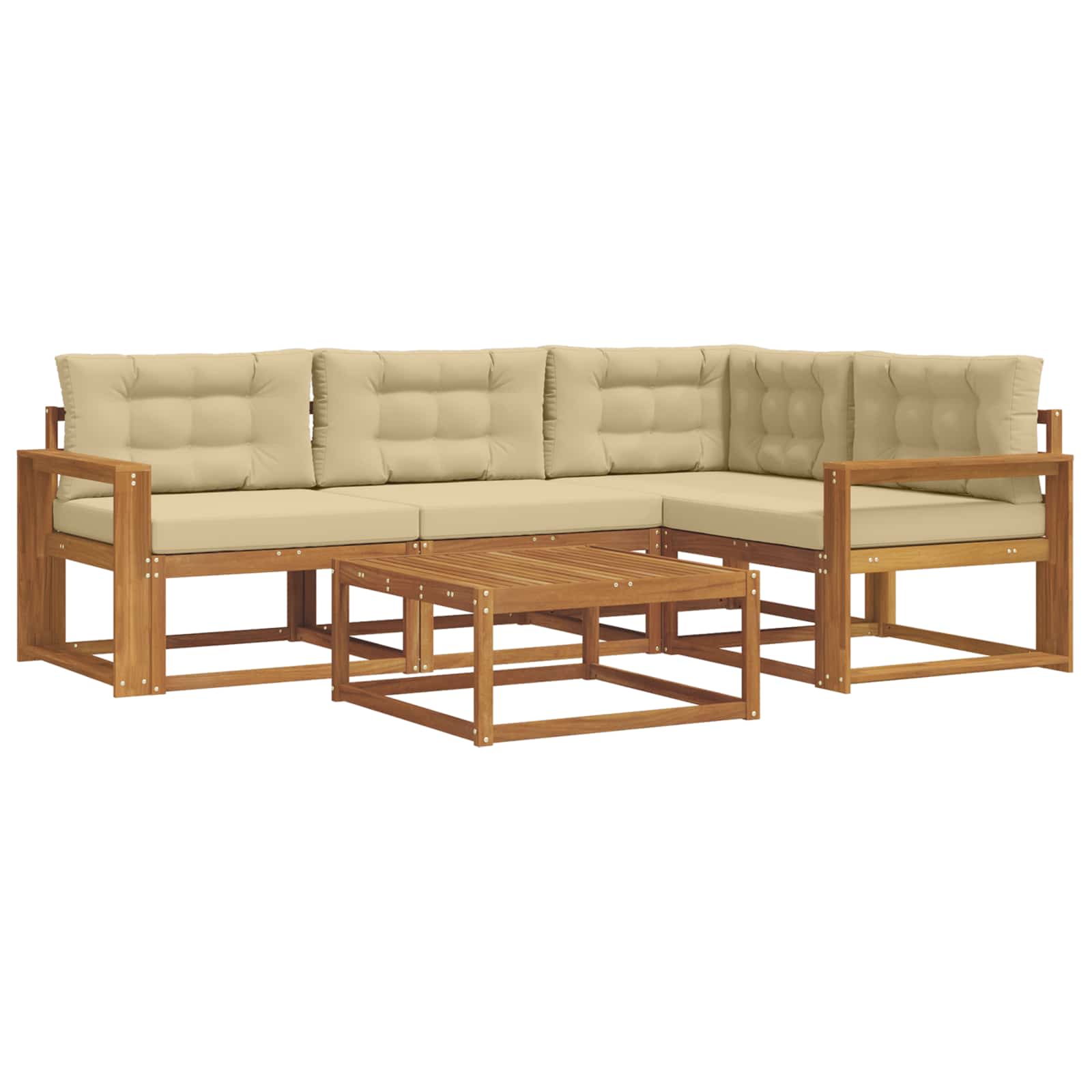 Outdoor-Sofagarnitur mit Kissen 5 pcs Natur und Beige
