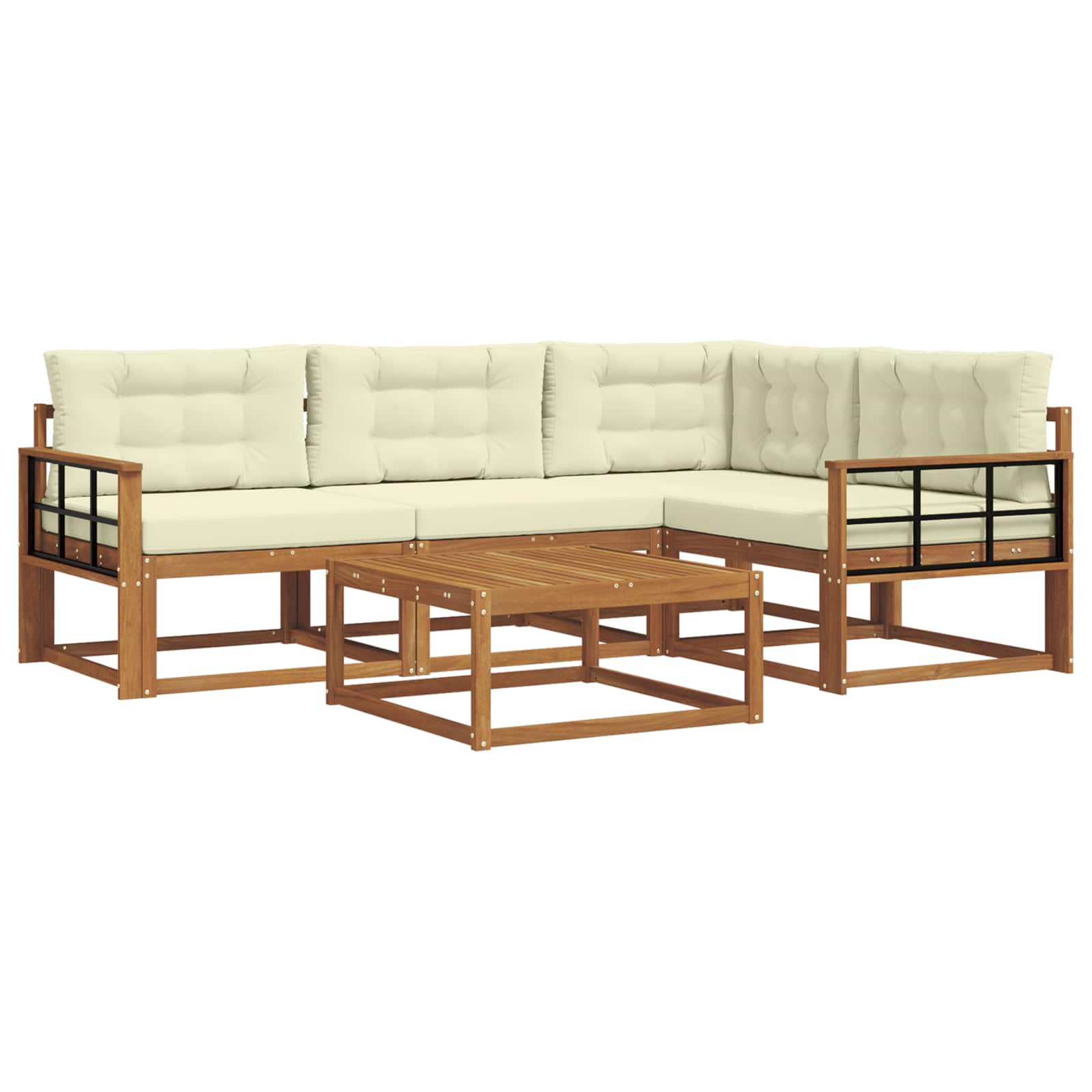 Outdoor-Sofagarnitur mit Kissen 5 pcs Natur und Creme