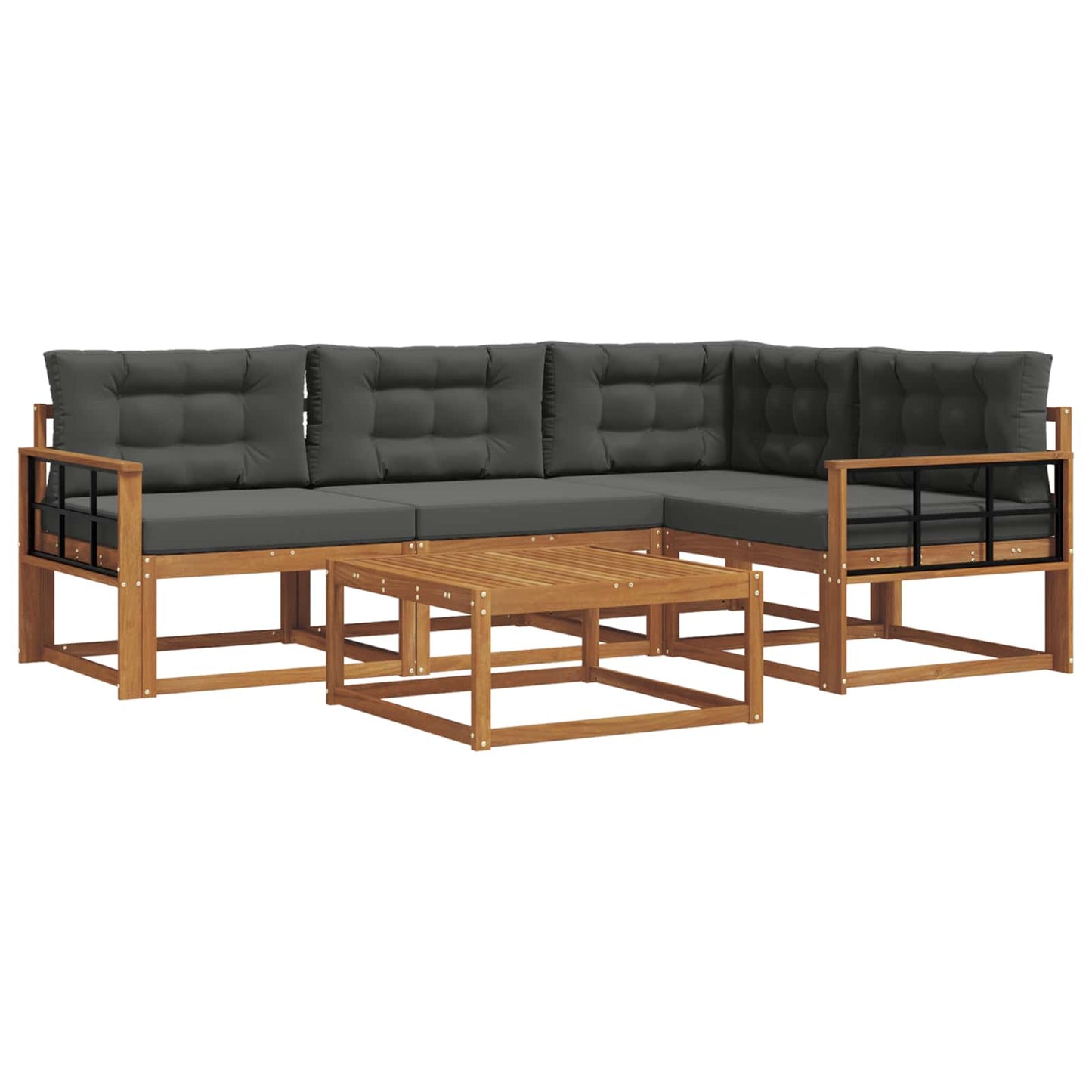 Outdoor-Sofagarnitur mit Kissen 5 pcs Natur und Anthrazit