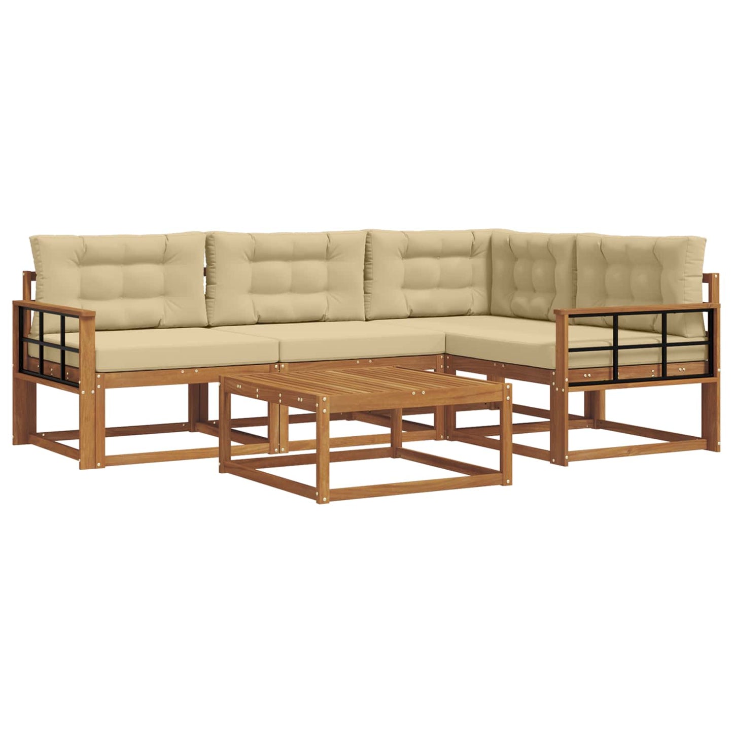 Outdoor-Sofagarnitur mit Kissen 5 pcs Natur und Beige