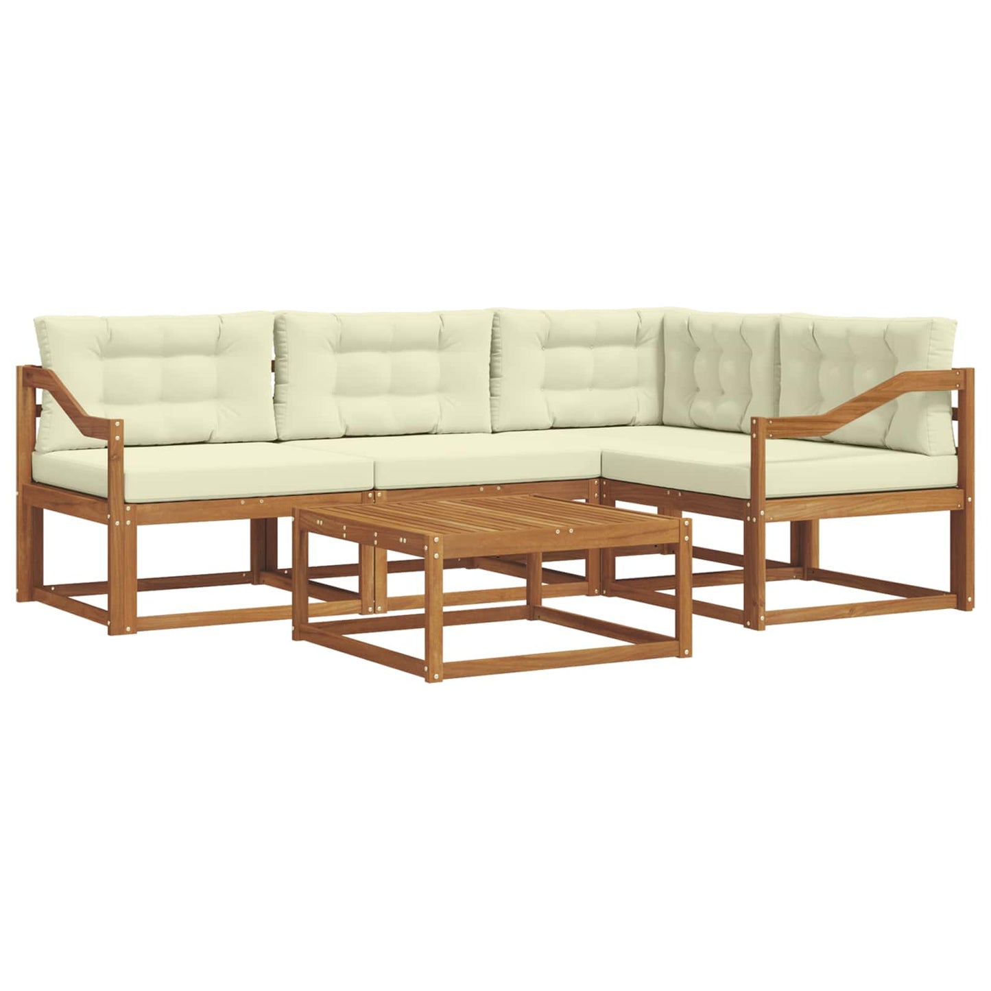 Outdoor-Sofagarnitur mit Kissen 5 pcs Natur und Creme