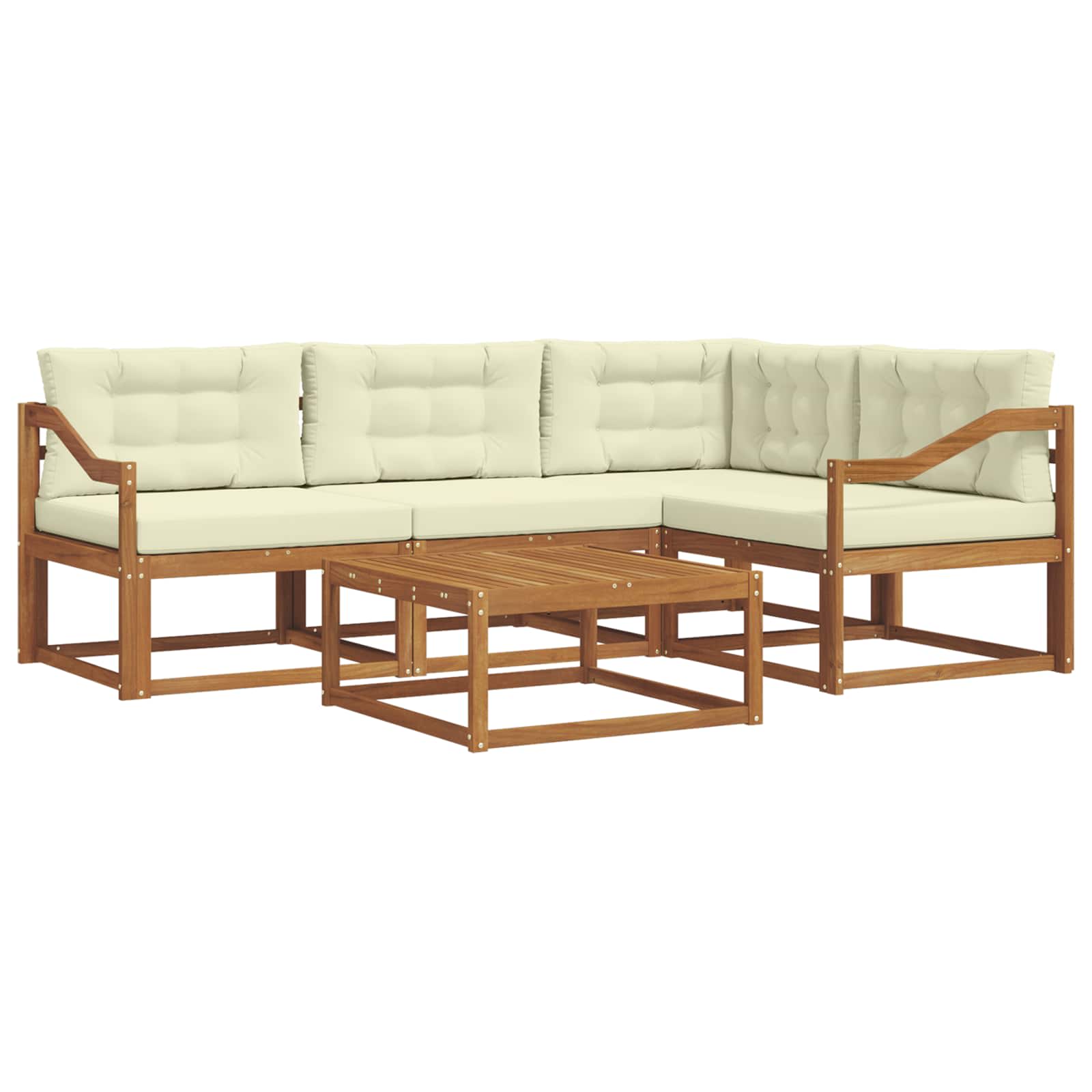 Outdoor-Sofagarnitur mit Kissen 5 pcs Natur und Creme