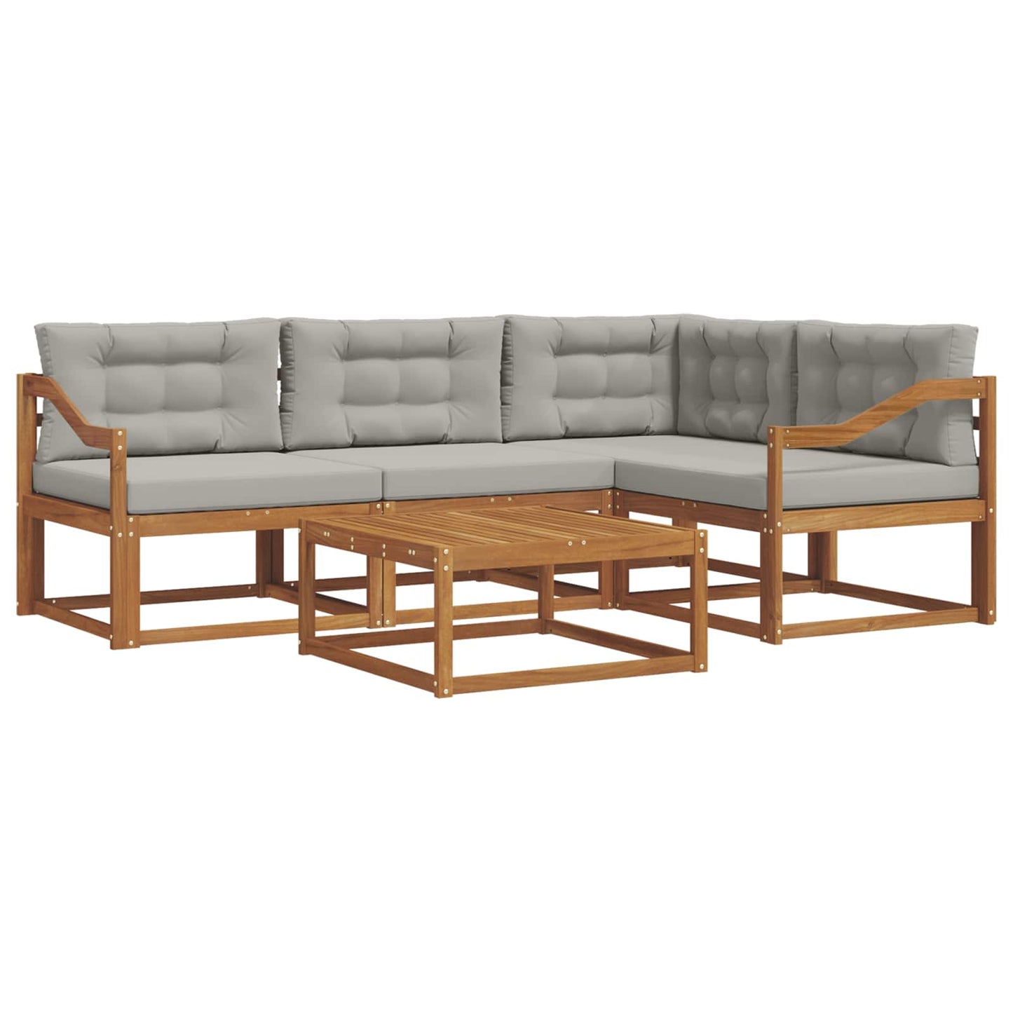 Outdoor-Sofagarnitur mit Kissen 5 pcs Natürlich und Hellgrau