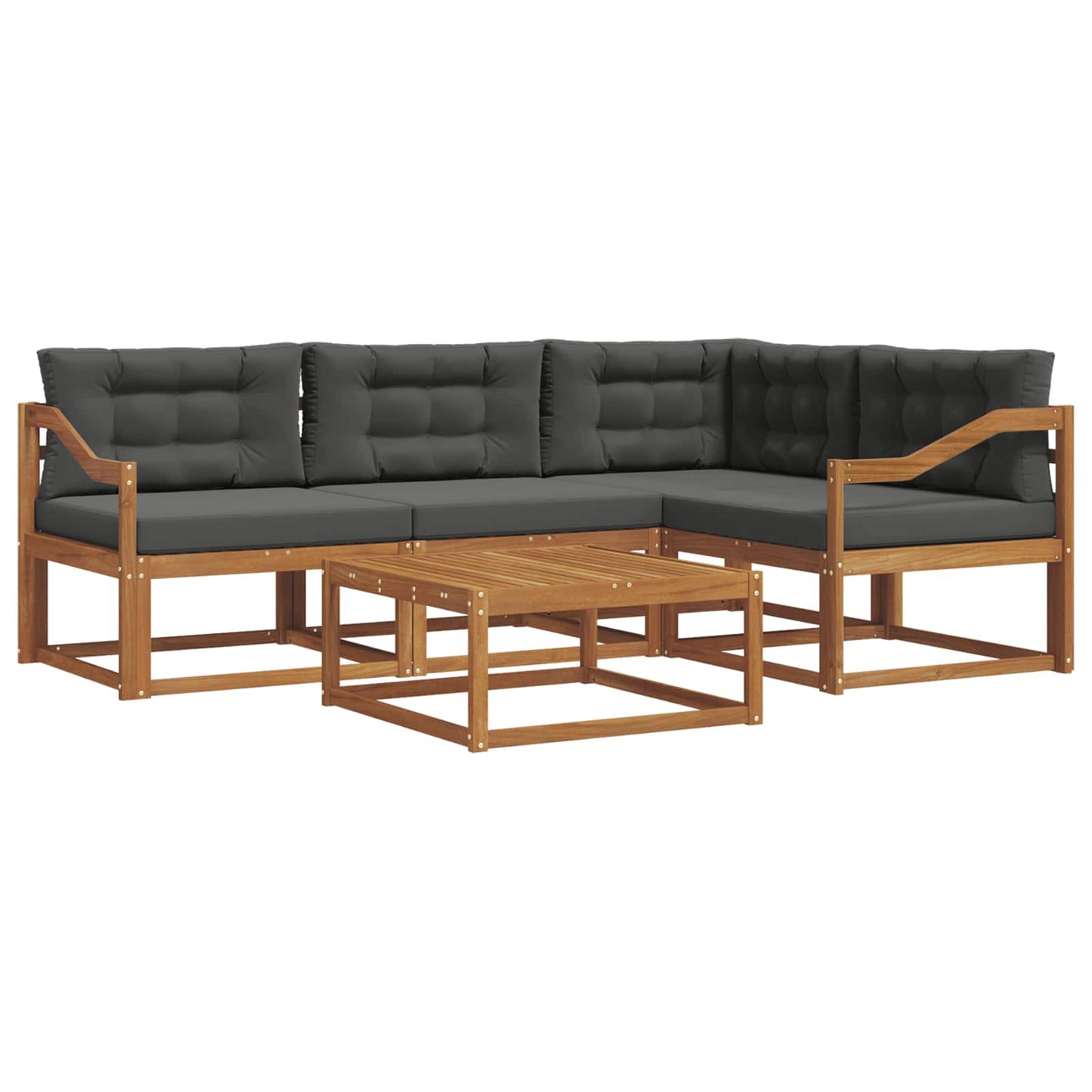 Outdoor-Sofagarnitur mit Kissen 5 pcs Natur und Anthrazit