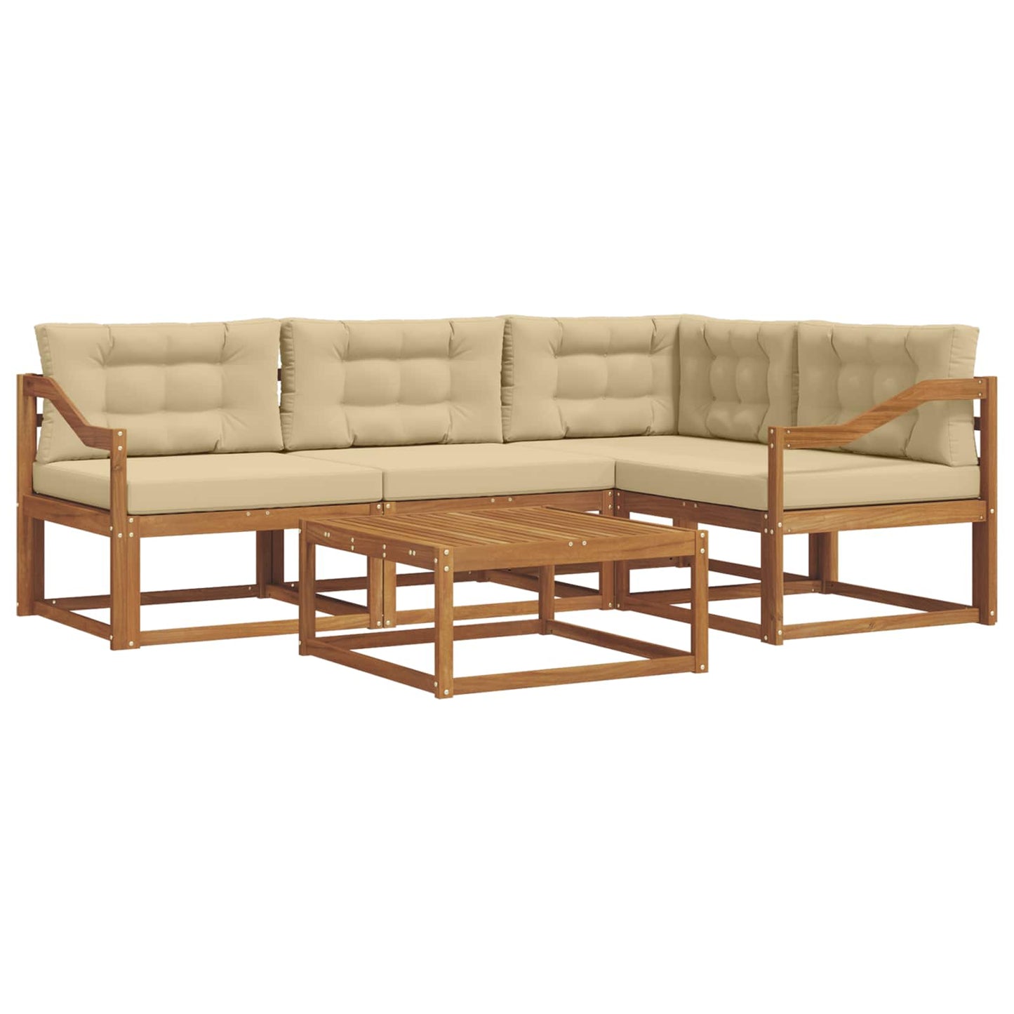Outdoor-Sofagarnitur mit Kissen 5 pcs Natur und Beige