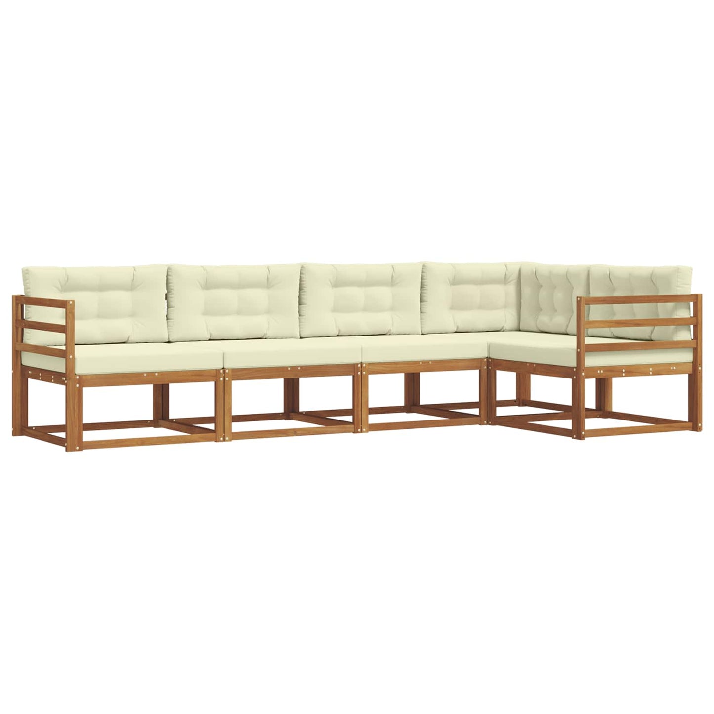 Outdoor-Sofagarnitur mit Kissen 5 pcs Natur und Creme