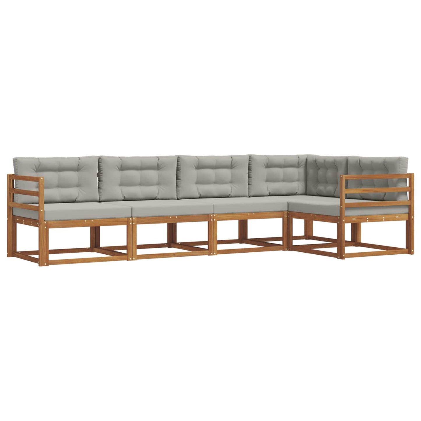Outdoor-Sofagarnitur mit Kissen 5 pcs Natürlich und Hellgrau