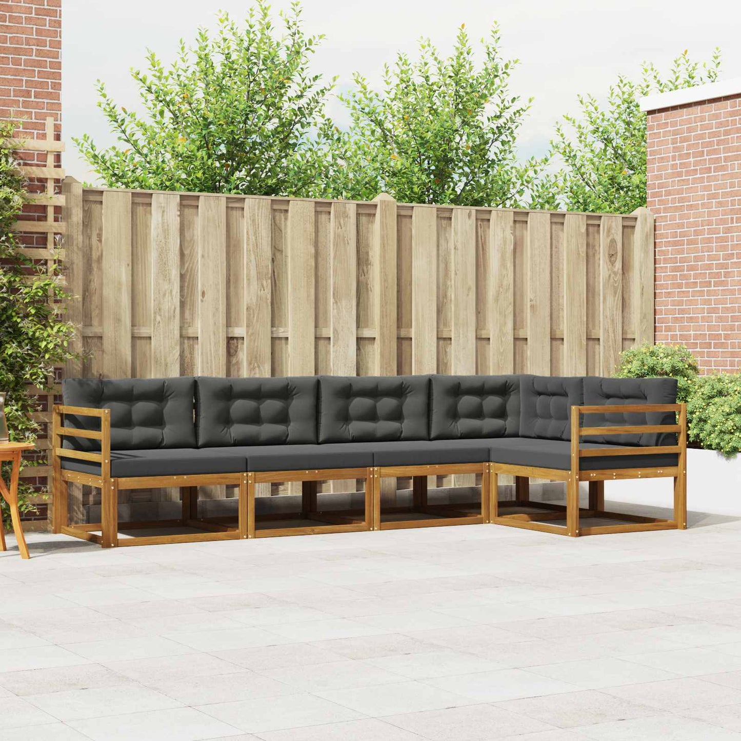 Outdoor-Sofagarnitur 5 stk. Natur und Anthrazit