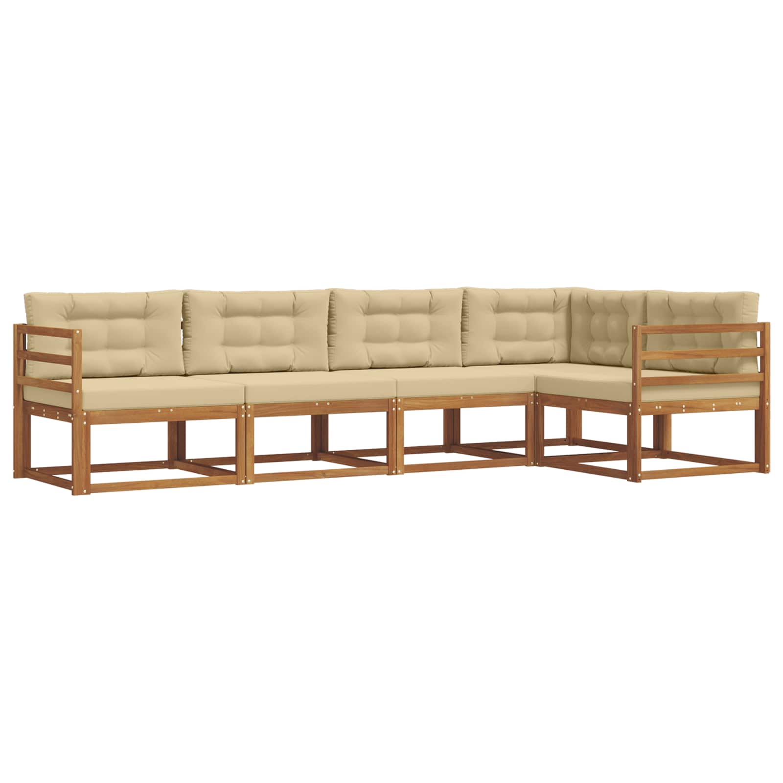 Outdoor-Sofagarnitur 5 stk. Natur und Beige